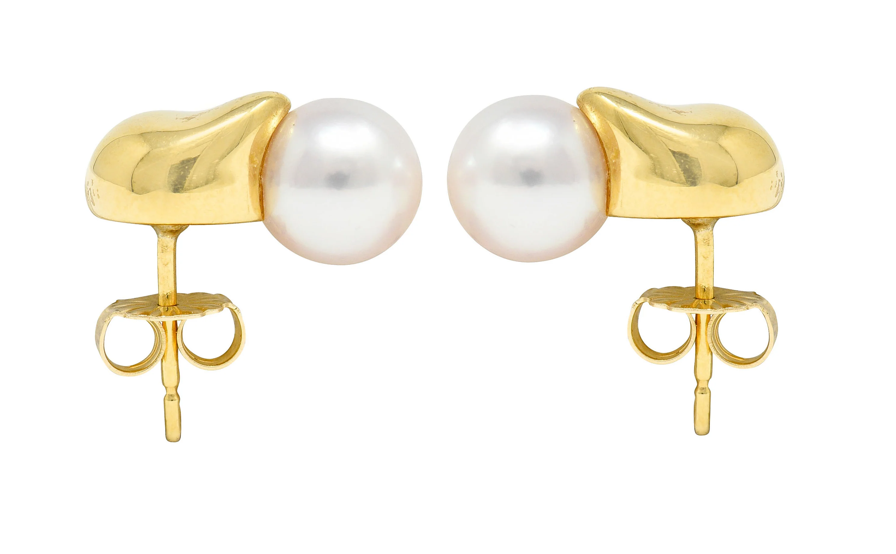 Mikimoto Vintage Cultured Pearl 18 Karat Gold Stud Earrings - Image 5
