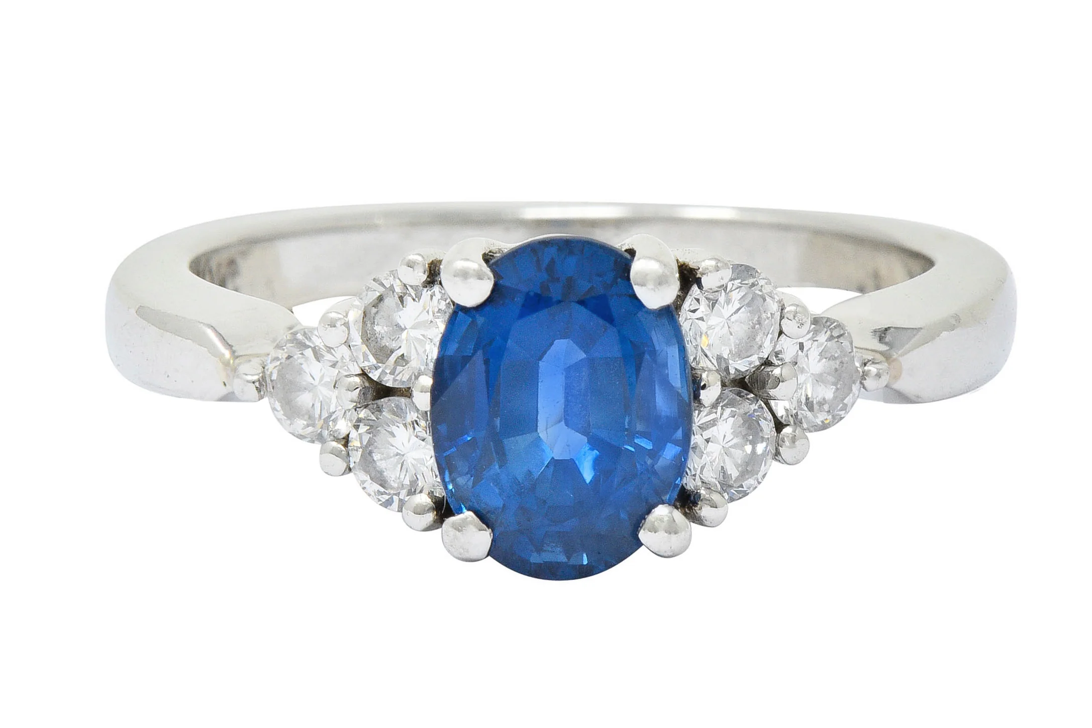 Modern 1.51 CTW Sapphire Diamond Platinum Engagement Ring