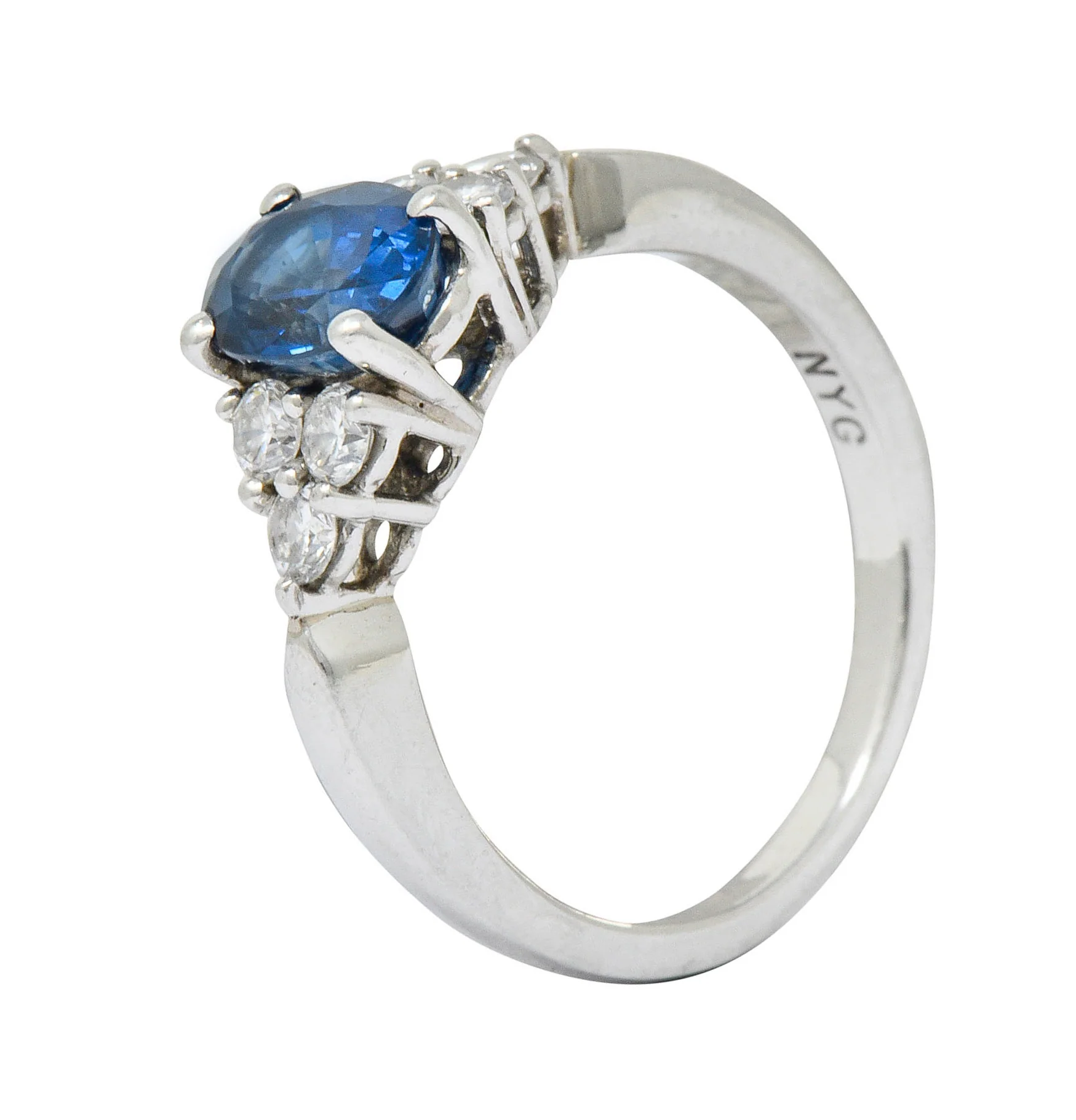 Modern 1.51 CTW Sapphire Diamond Platinum Engagement Ring - Image 10