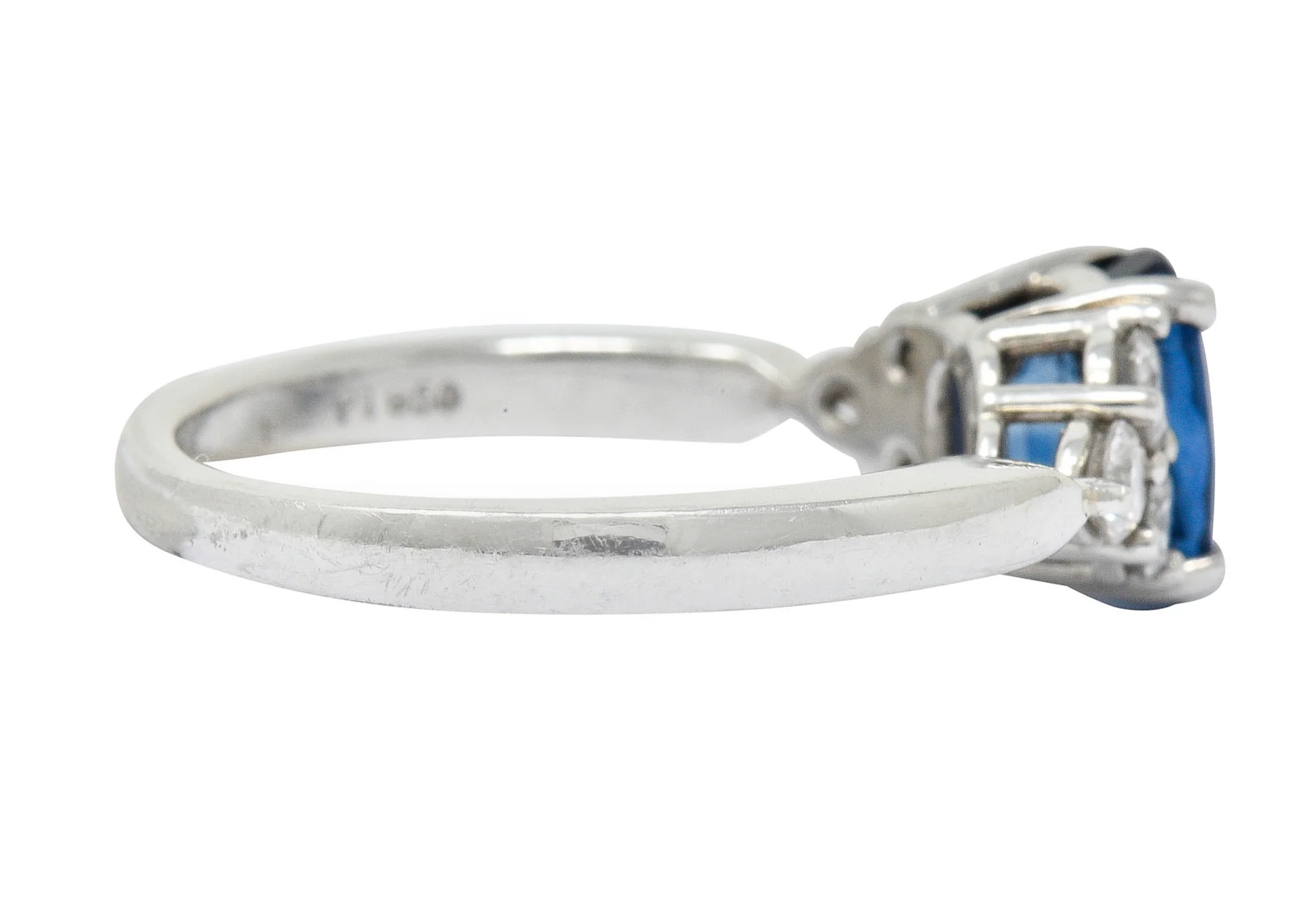 Modern 1.51 CTW Sapphire Diamond Platinum Engagement Ring - Image 3