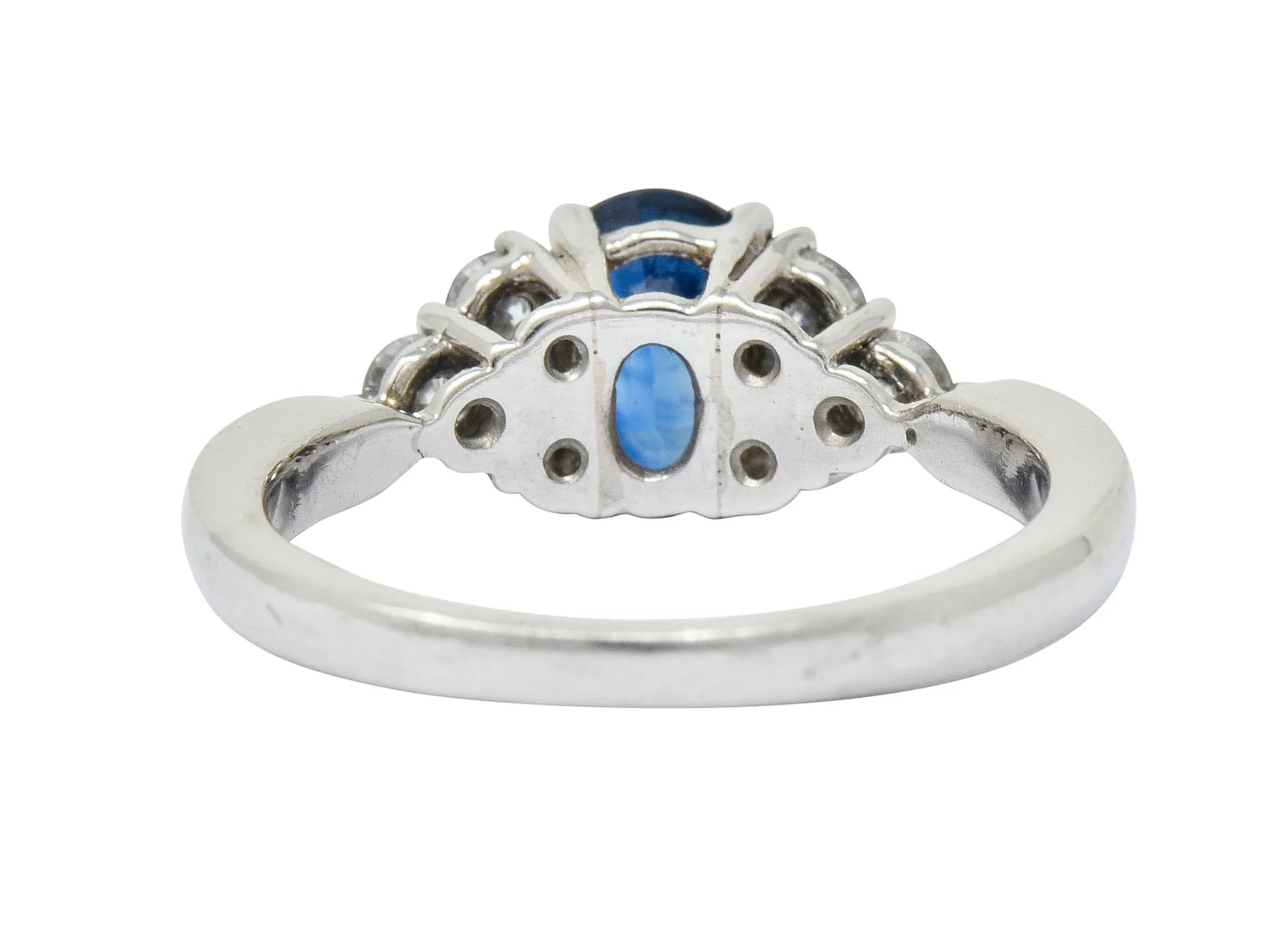 Modern 1.51 CTW Sapphire Diamond Platinum Engagement Ring - Image 4