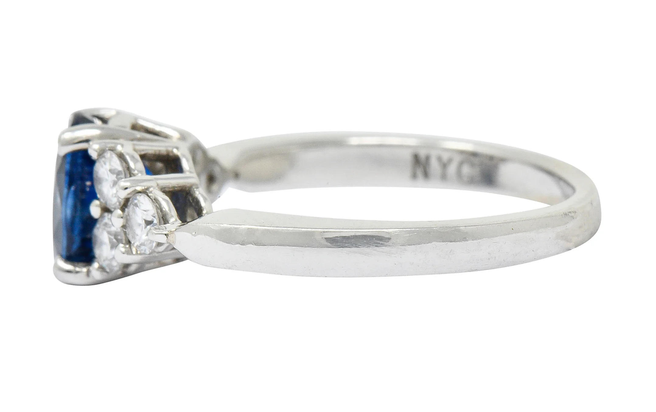 Modern 1.51 CTW Sapphire Diamond Platinum Engagement Ring - Image 5
