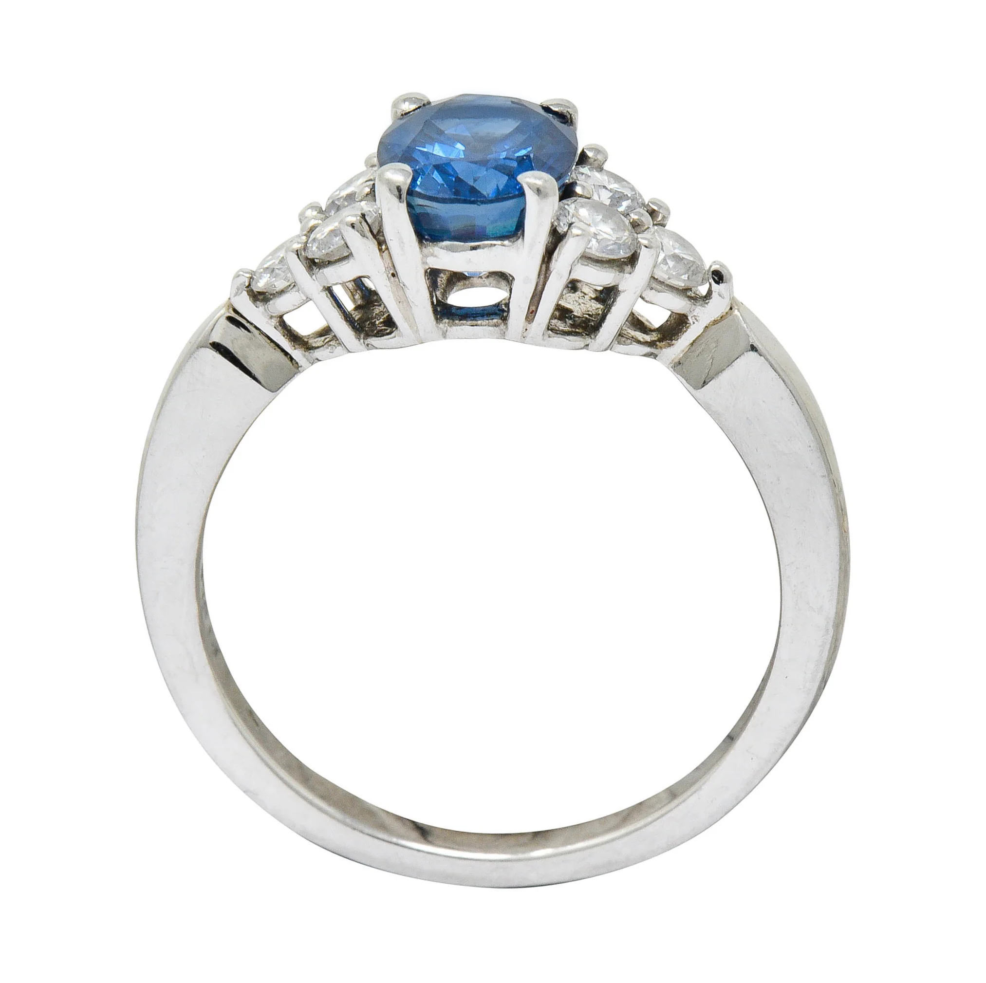 Modern 1.51 CTW Sapphire Diamond Platinum Engagement Ring - Image 9