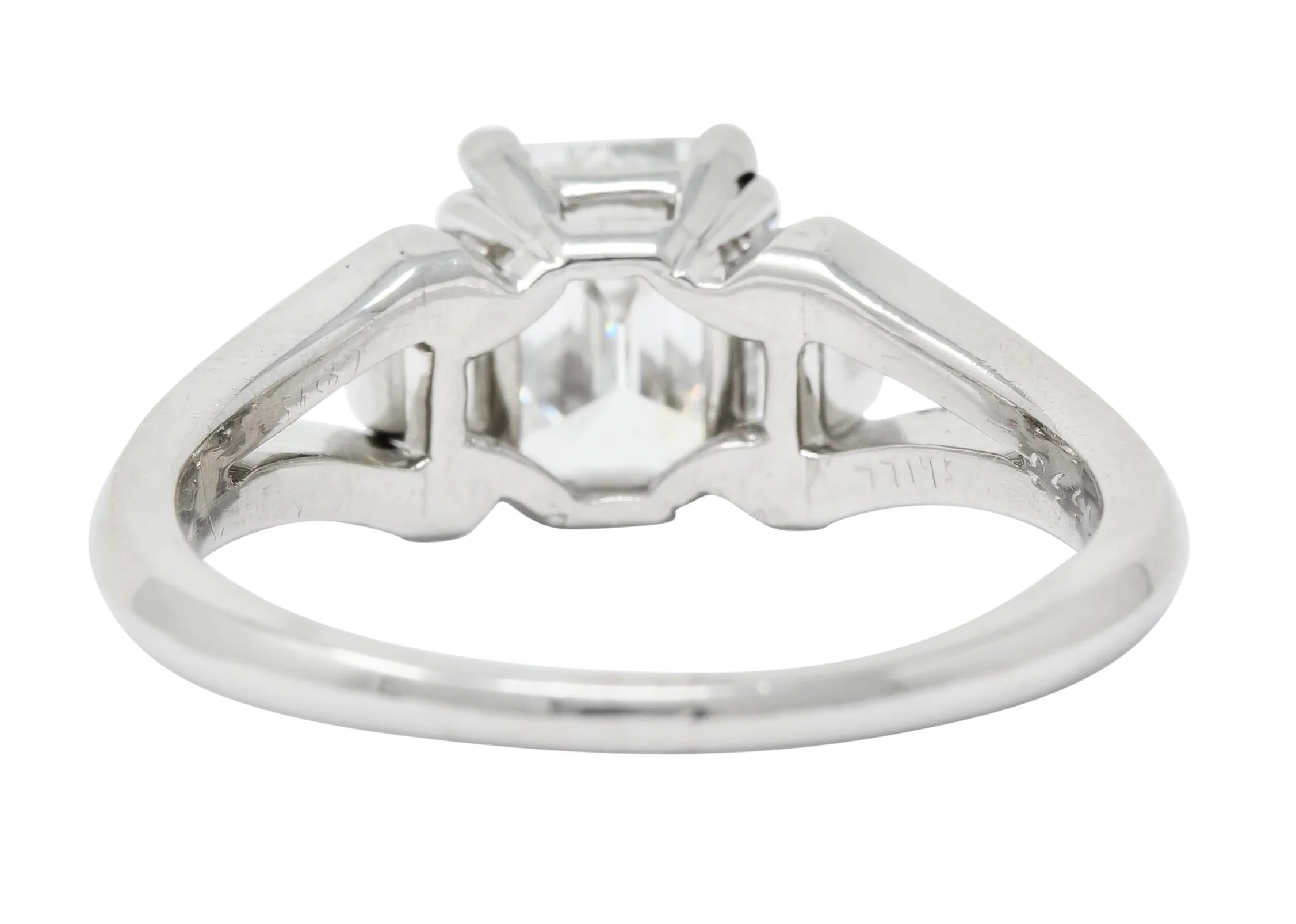 Modern 1.60 CTW Emerald Cut Diamond Platinum Engagement Ring GIA - Image 4