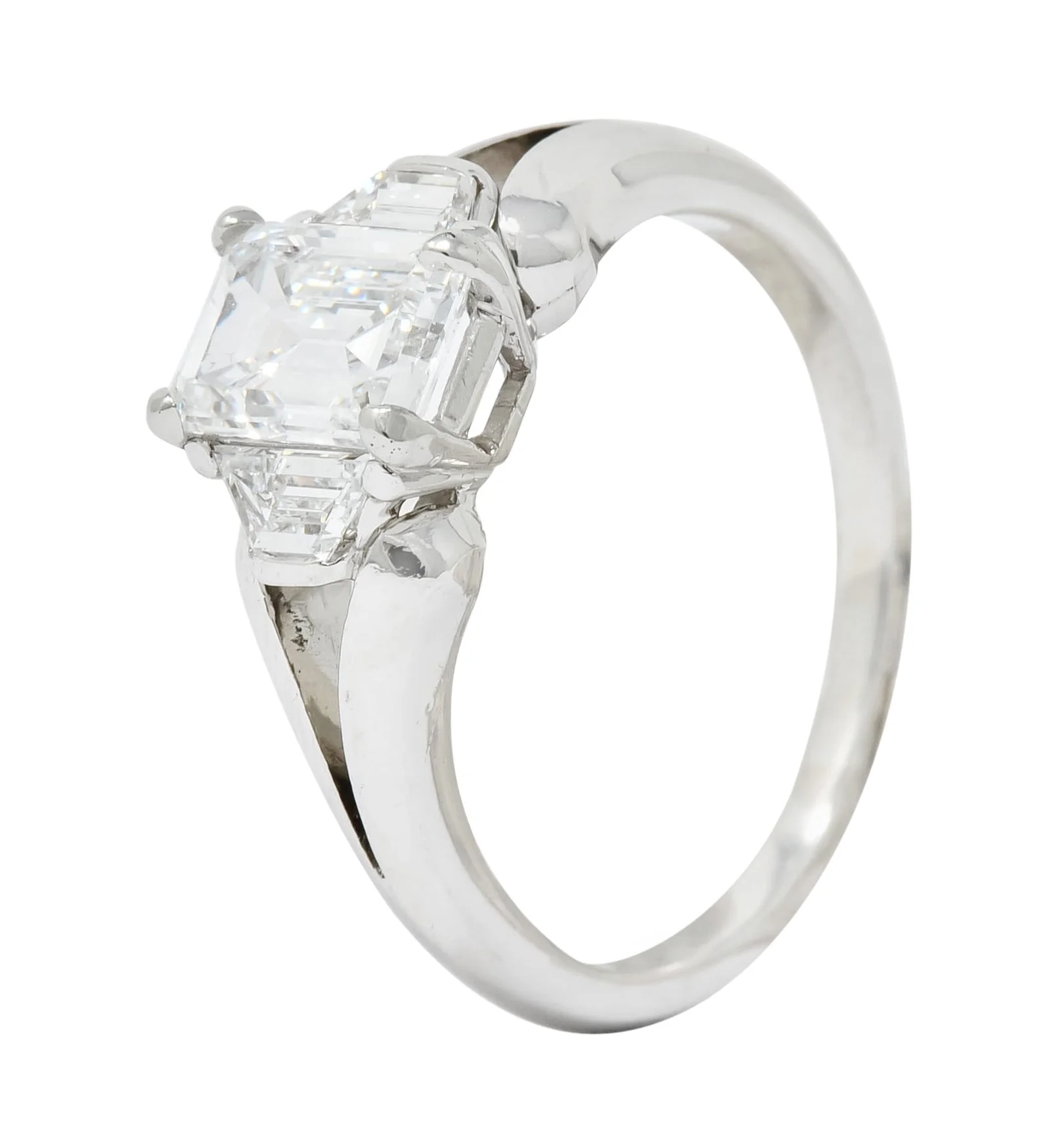 Modern 1.60 CTW Emerald Cut Diamond Platinum Engagement Ring GIA - Image 9