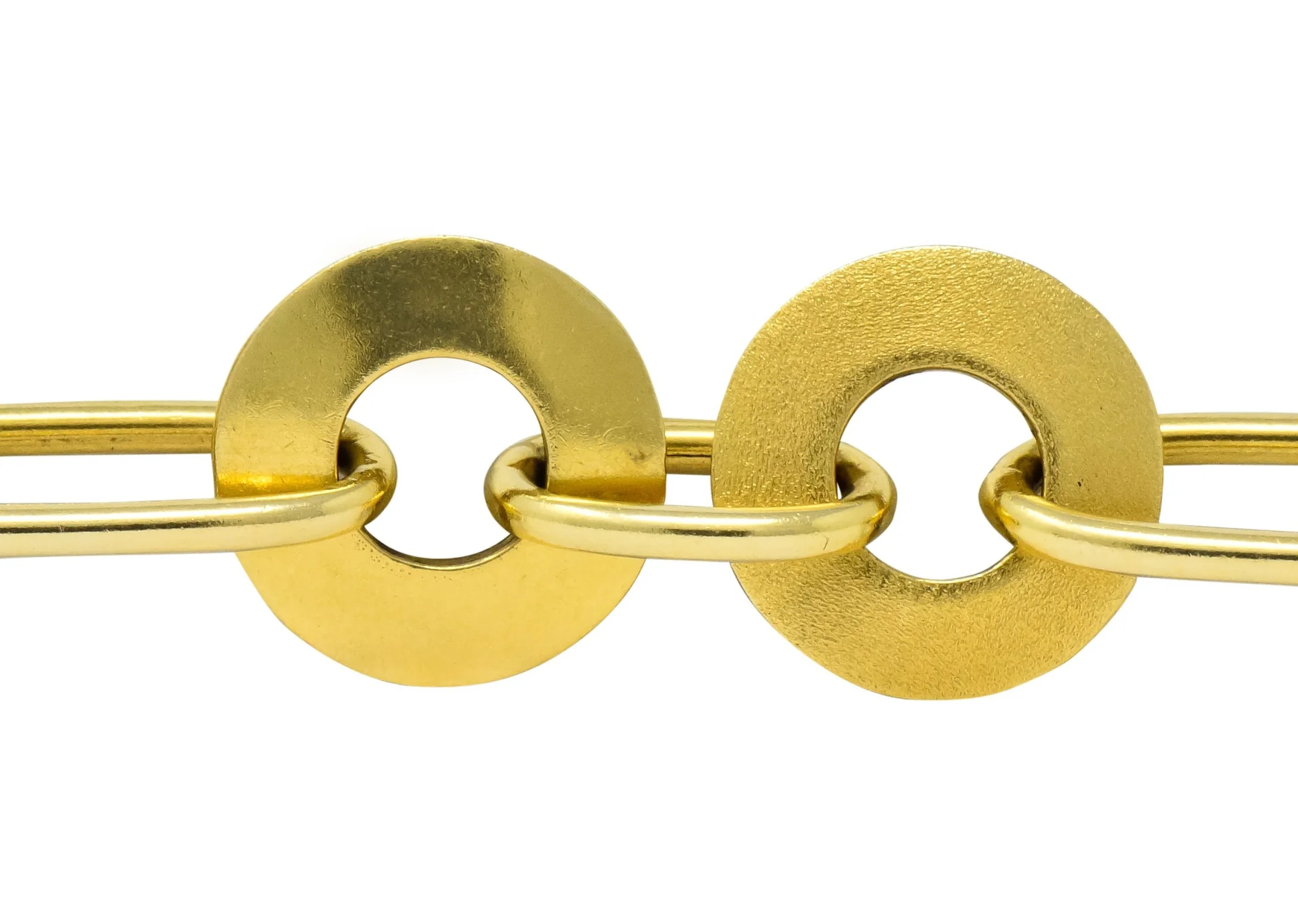 Modern 18 Karat Yellow Gold Disc Link Bracelet - Image 2