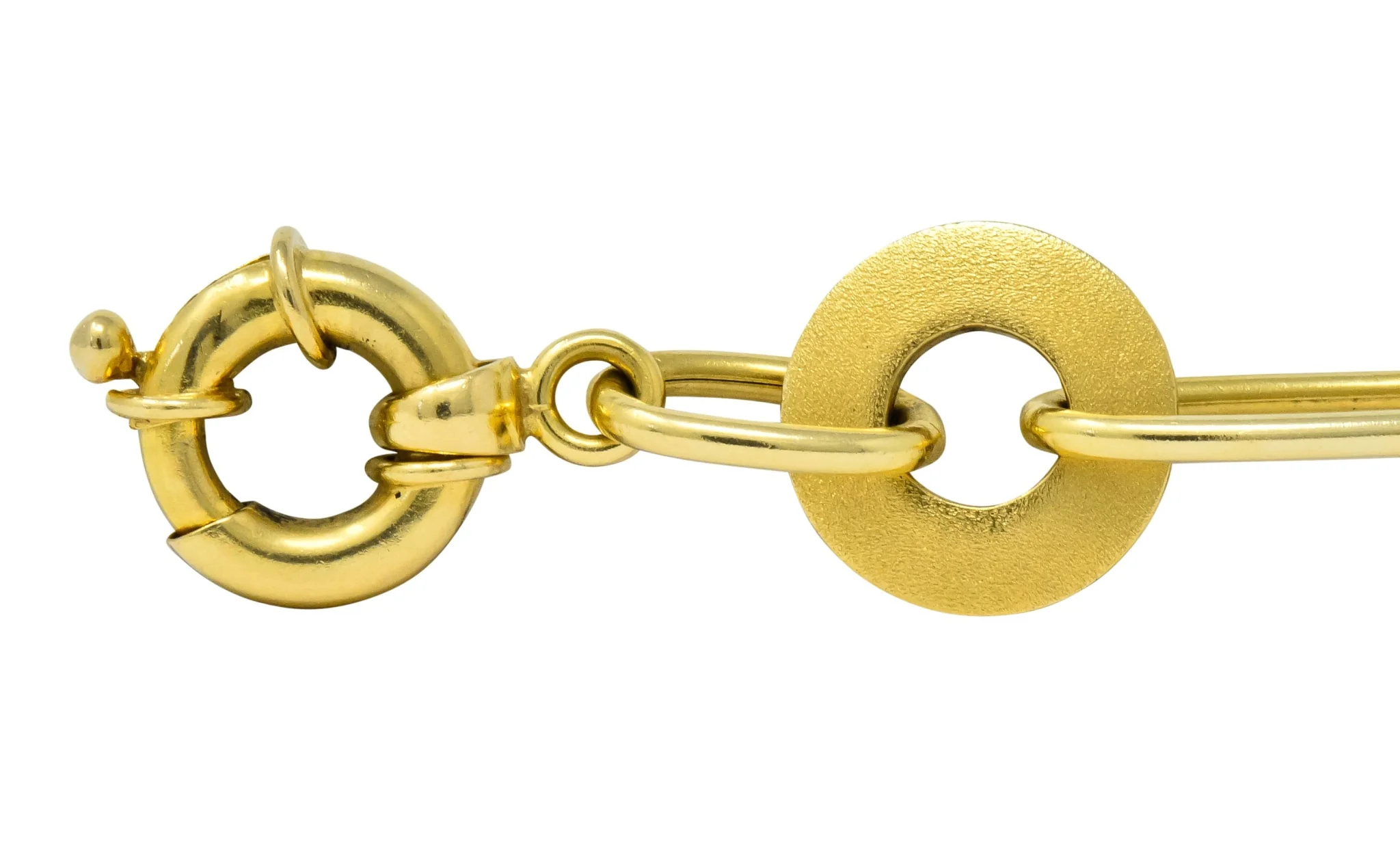 Modern 18 Karat Yellow Gold Disc Link Bracelet - Image 3