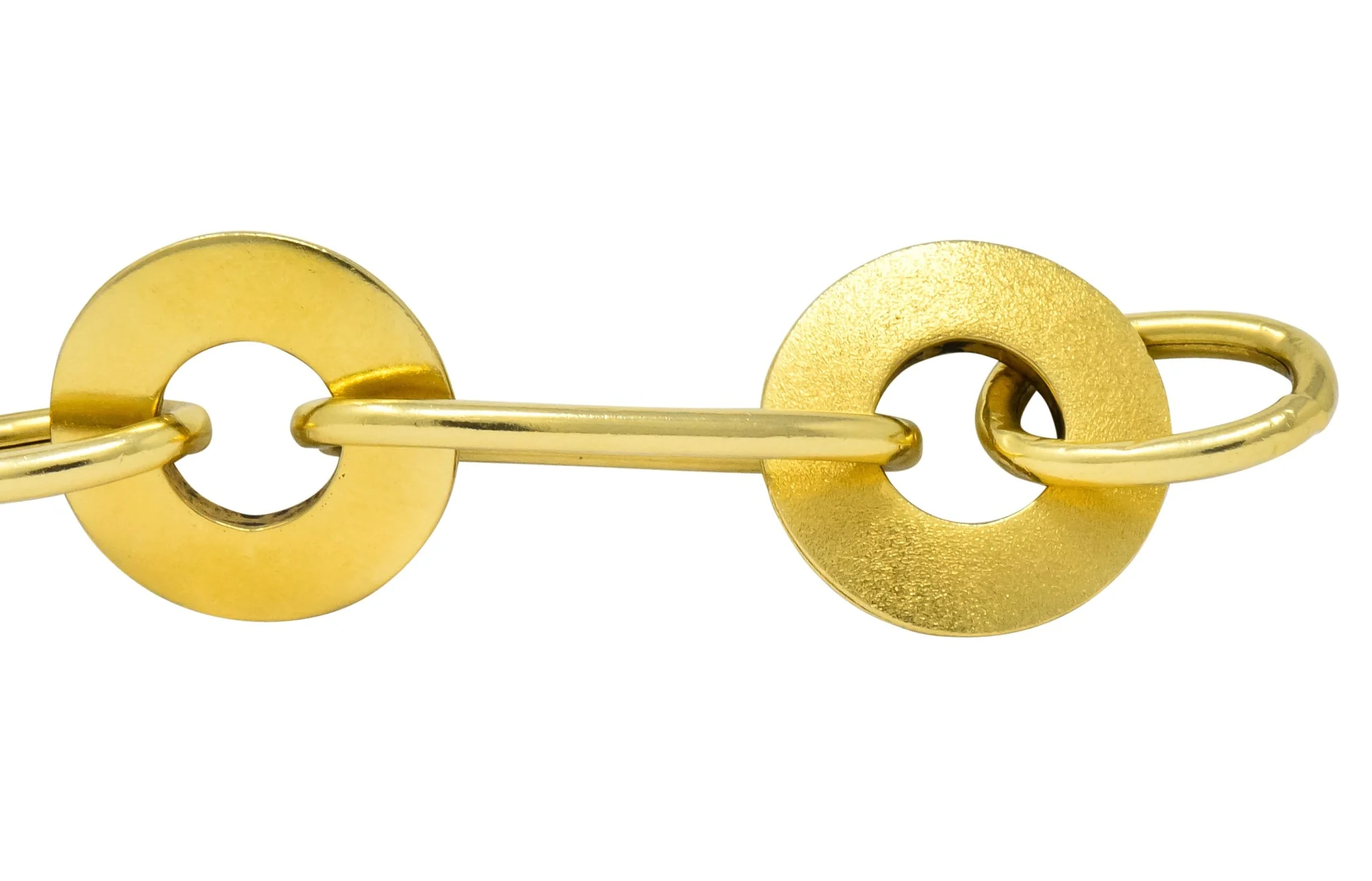 Modern 18 Karat Yellow Gold Disc Link Bracelet - Image 4