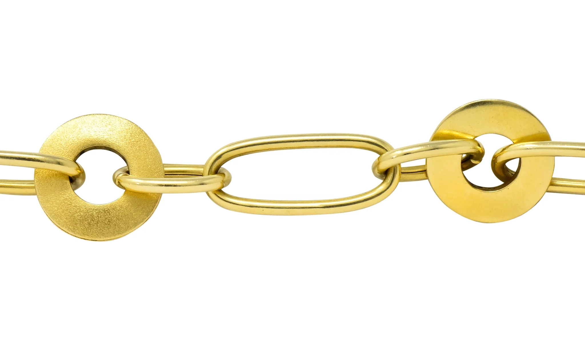 Modern 18 Karat Yellow Gold Disc Link Bracelet - Image 5