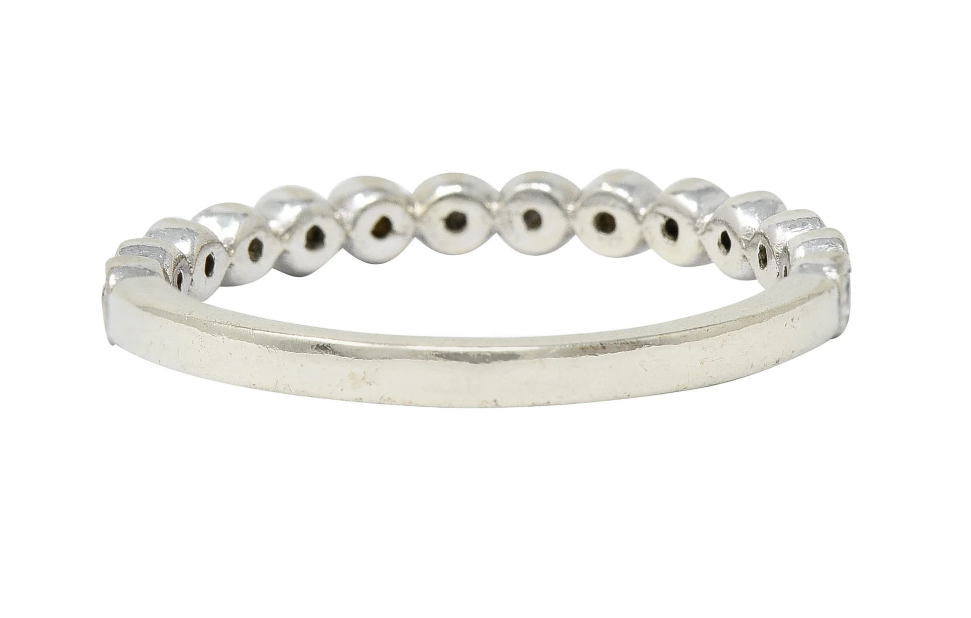 Modern Diamond 14 Karat White Gold Stacking Band Ring - Image 4