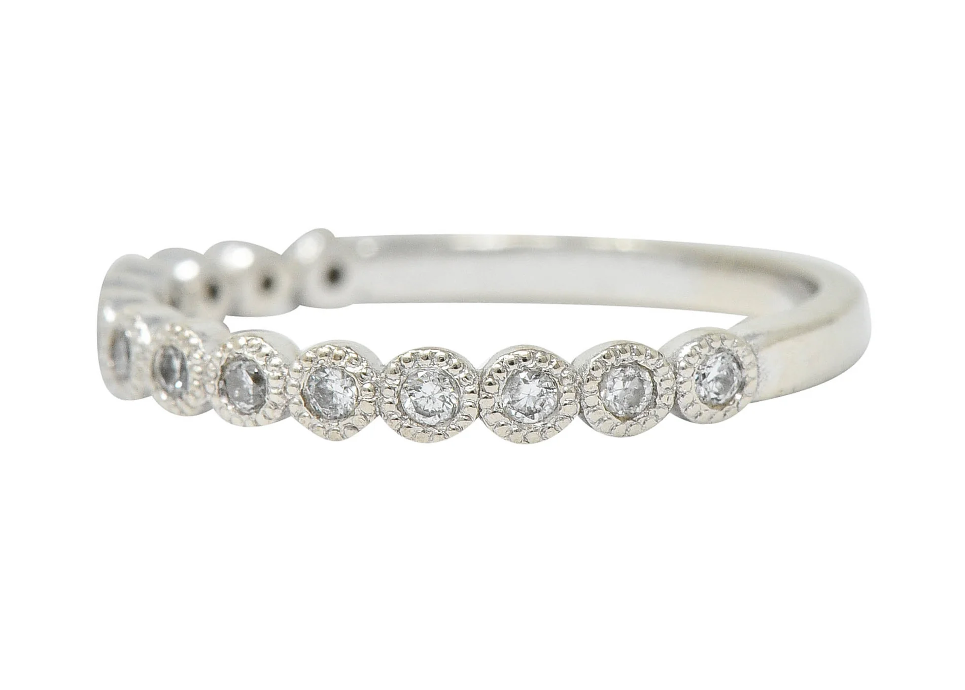Modern Diamond 14 Karat White Gold Stacking Band Ring - Image 6