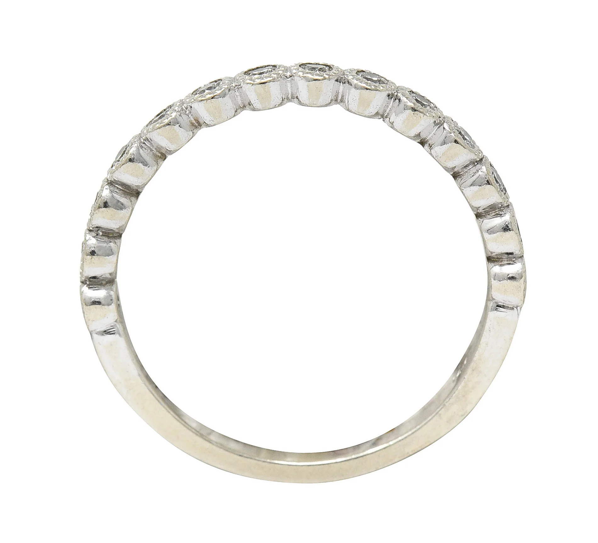 Modern Diamond 14 Karat White Gold Stacking Band Ring - Image 8