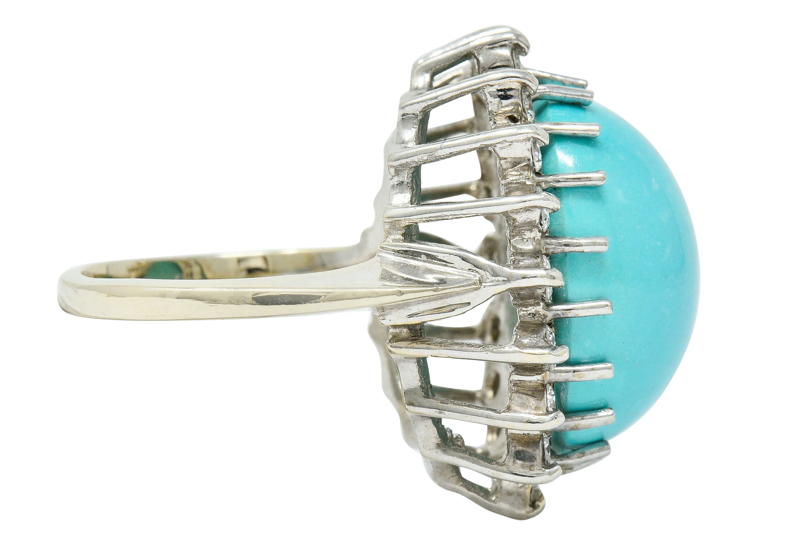 Modern Turquoise Diamond 14 Karat White Gold Cluster Ring - Image 3