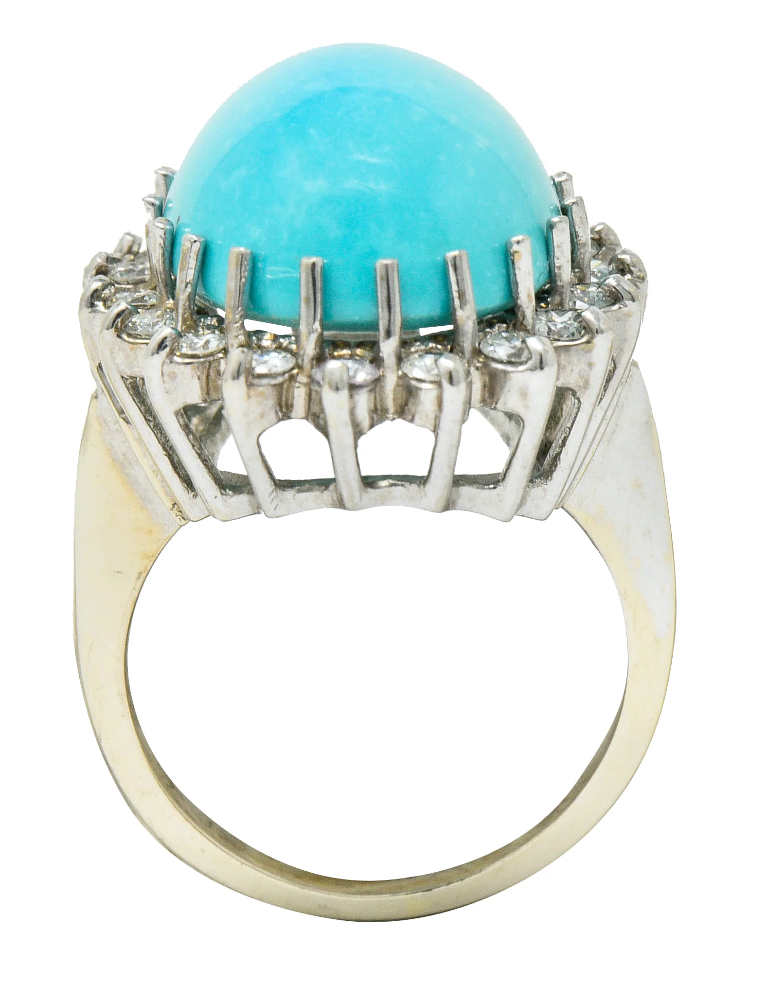 Modern Turquoise Diamond 14 Karat White Gold Cluster Ring - Image 7