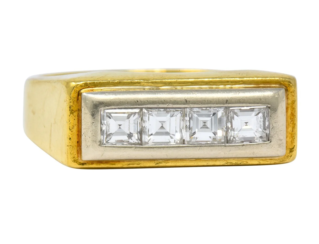 Modernist 0.72 CTW Diamond Unisex 18 Karat Gold Platinum Band Ring - Image 8