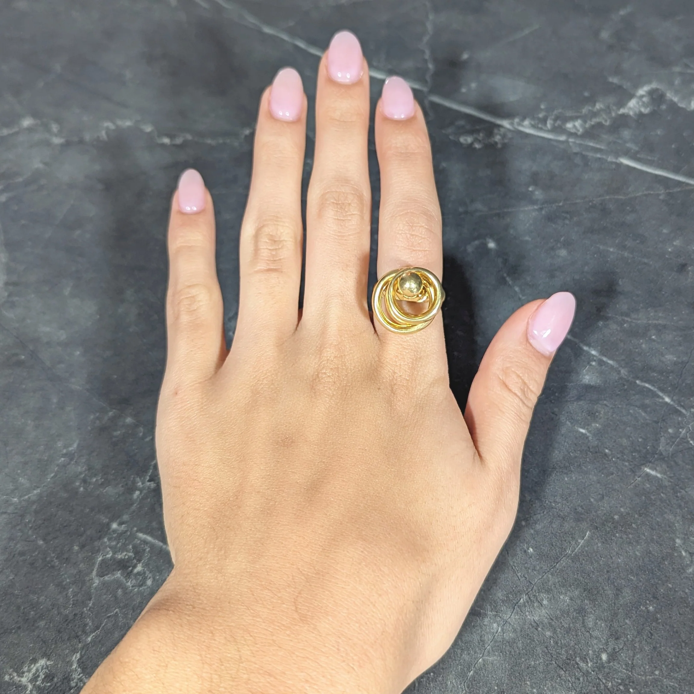 Modernist 1960's 18 Karat Yellow Gold Kinetic Spinning Vintage Fidget Statement Ring - Image 12