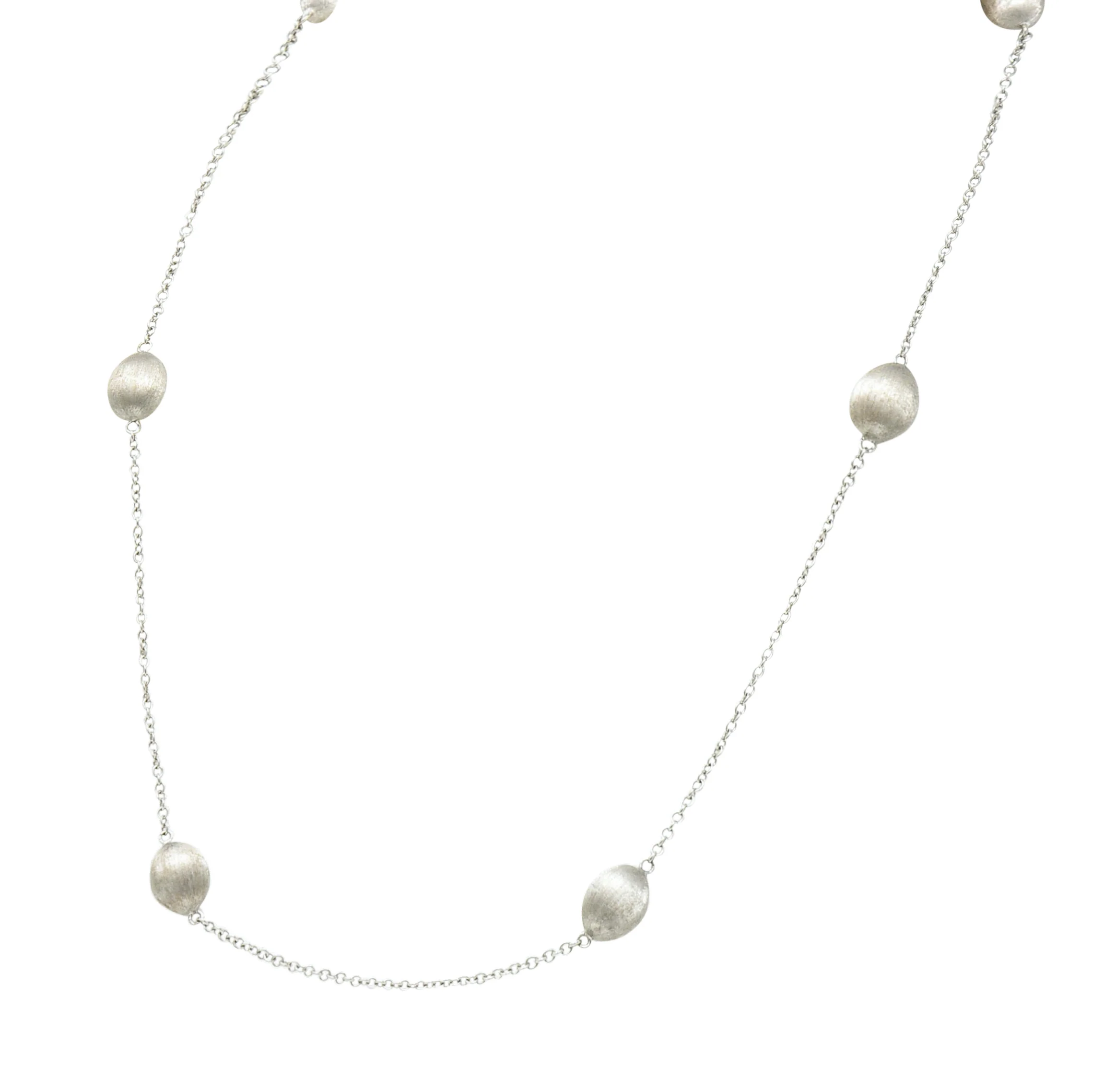 Nanis Diamond 18 Karat White Gold Italian Brushed Station Lariat Necklace - Image 3