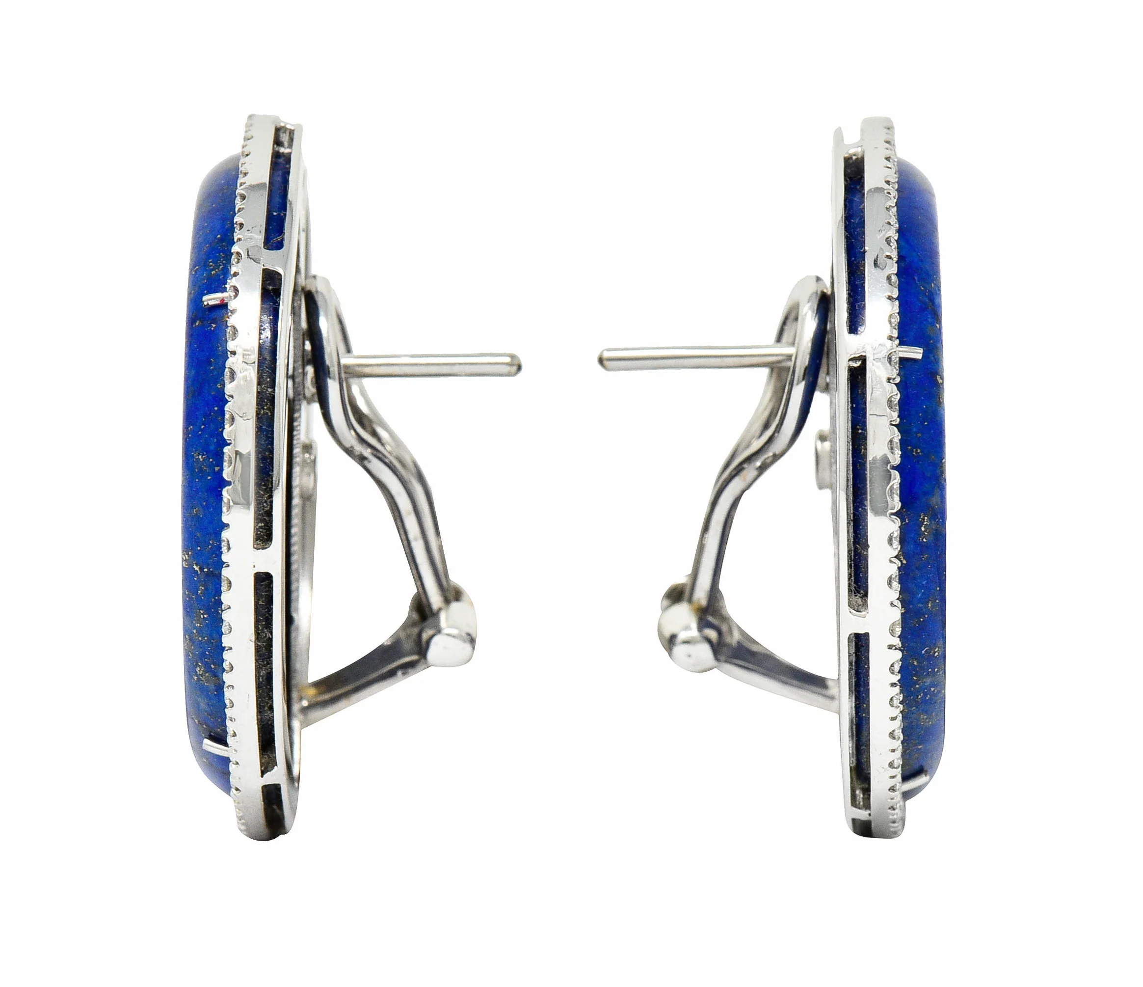 Nardi Lapis Diamond 18 Karat White Gold Circle Statement Earrings - Image 2