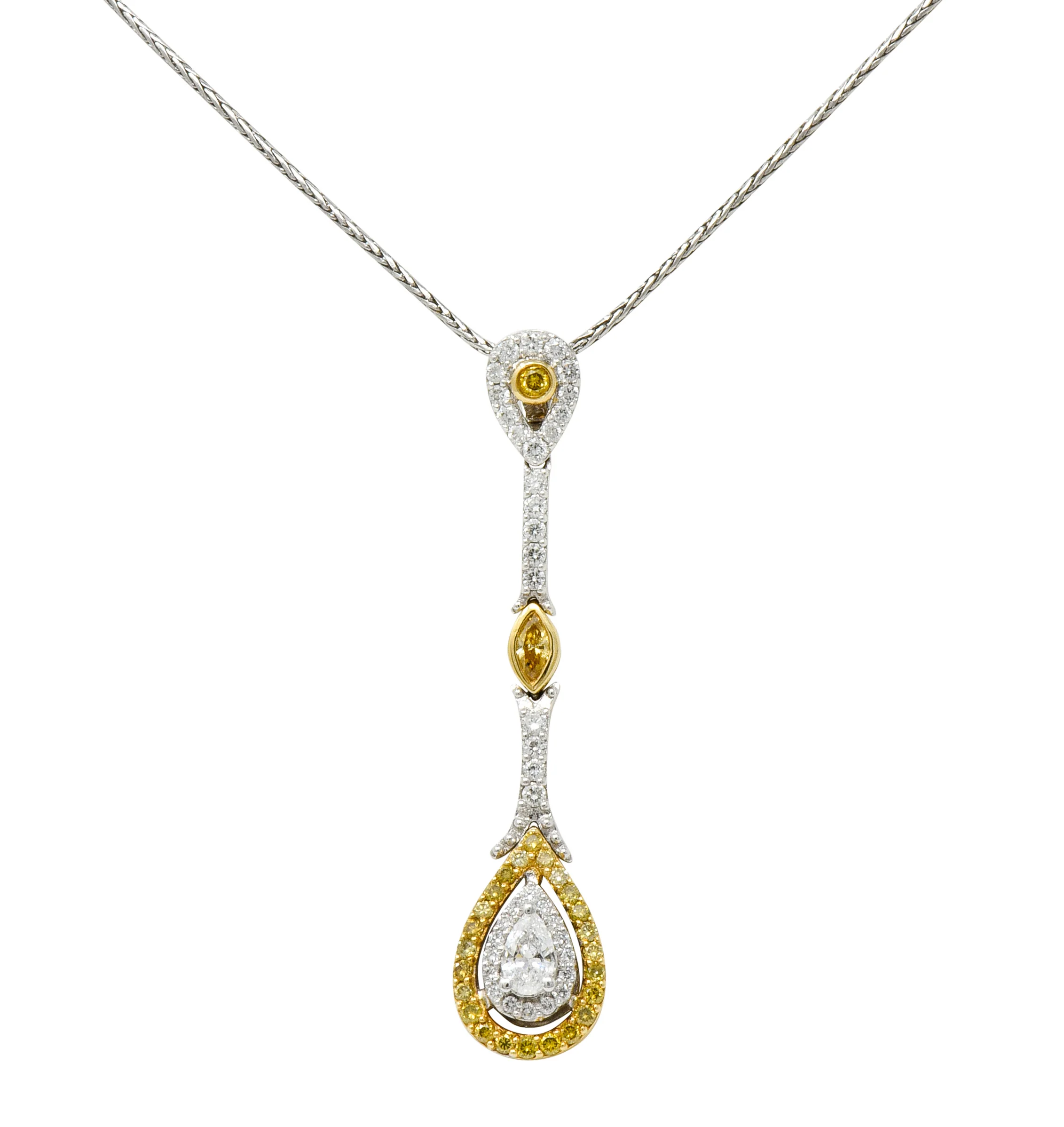Natalie K Forevermark 1.25 CTW Diamond 14 Karat Two-Tone Gold Pear Drop Necklace