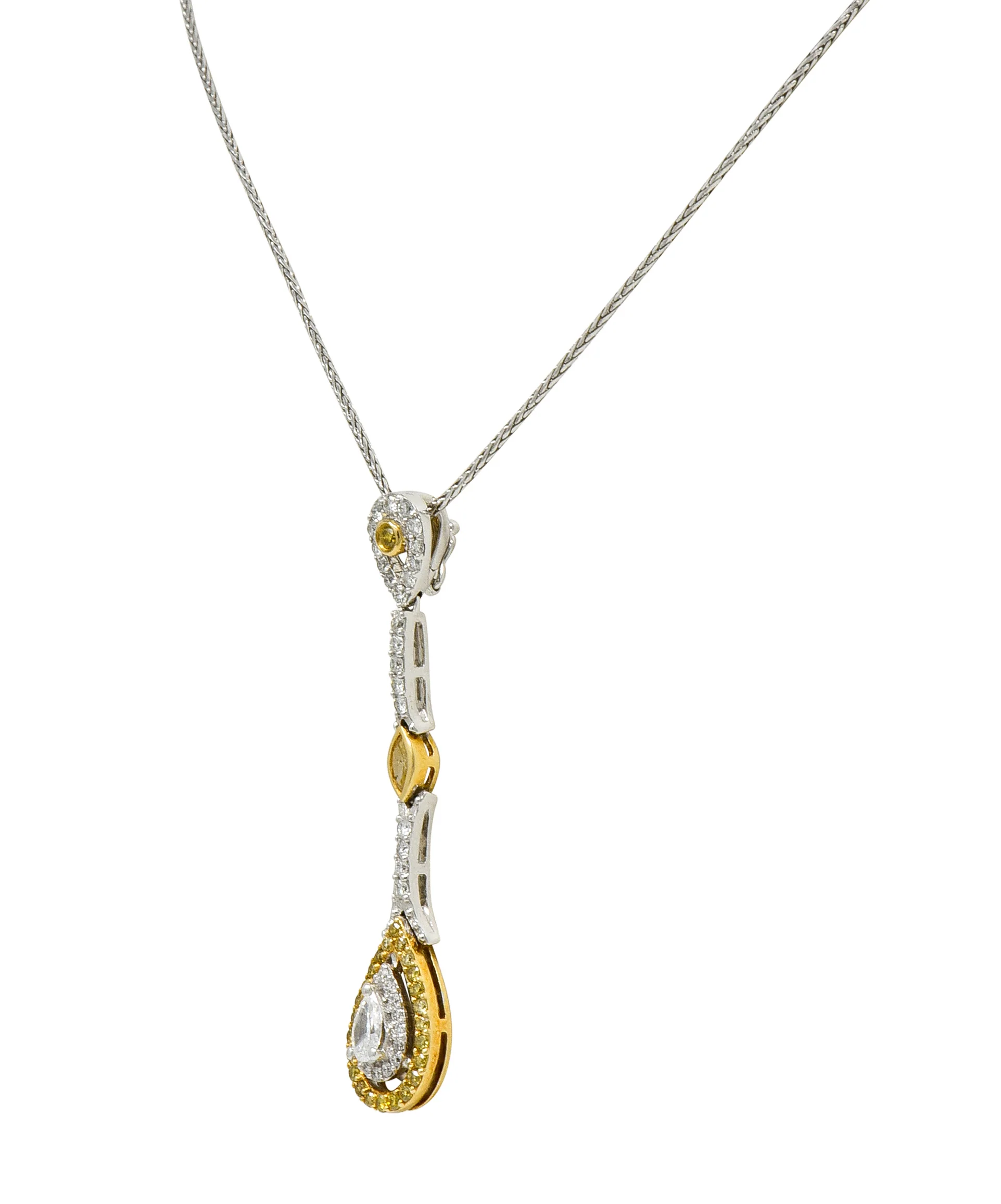 Natalie K Forevermark 1.25 CTW Diamond 14 Karat Two-Tone Gold Pear Drop Necklace - Image 3
