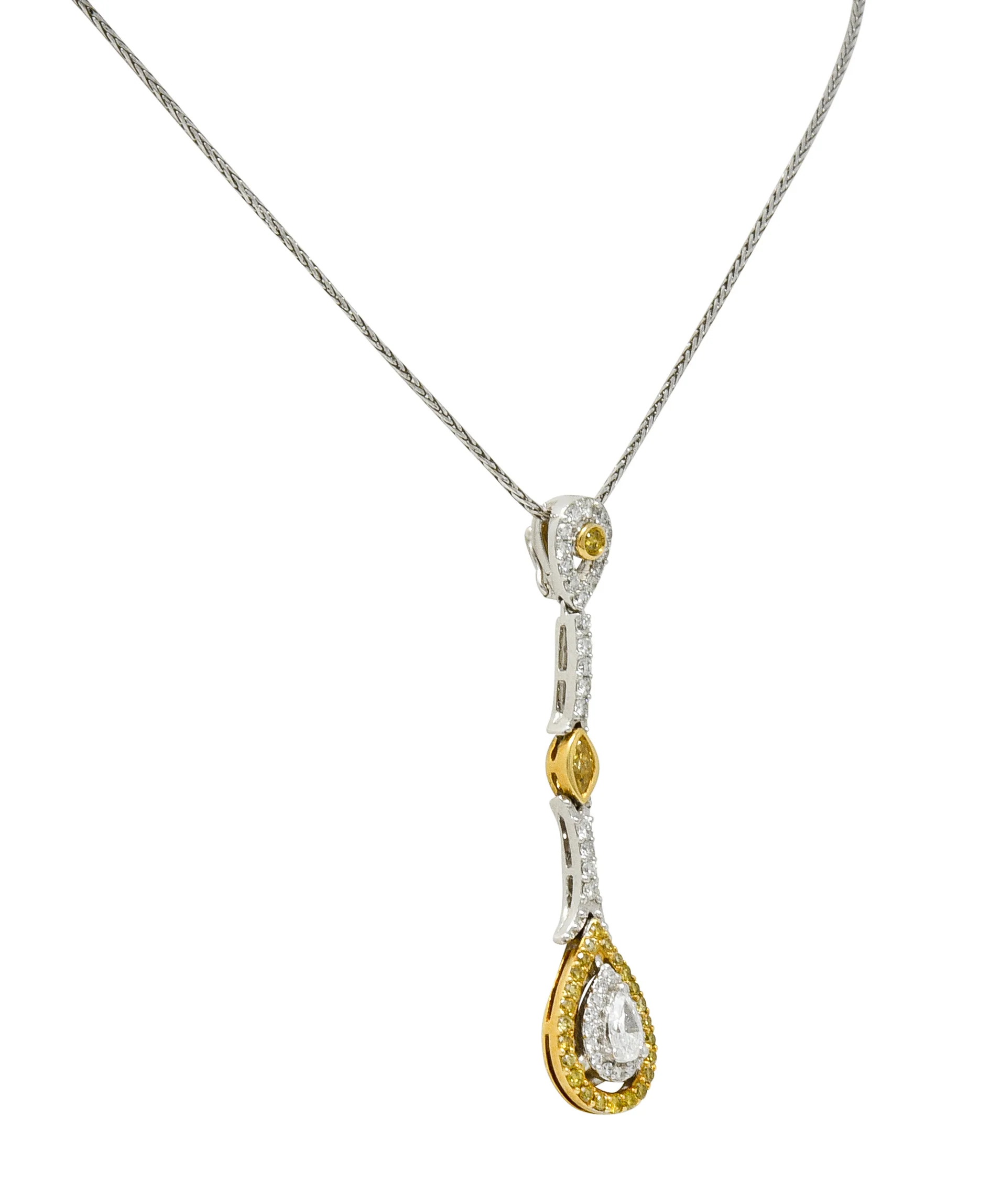 Natalie K Forevermark 1.25 CTW Diamond 14 Karat Two-Tone Gold Pear Drop Necklace - Image 4