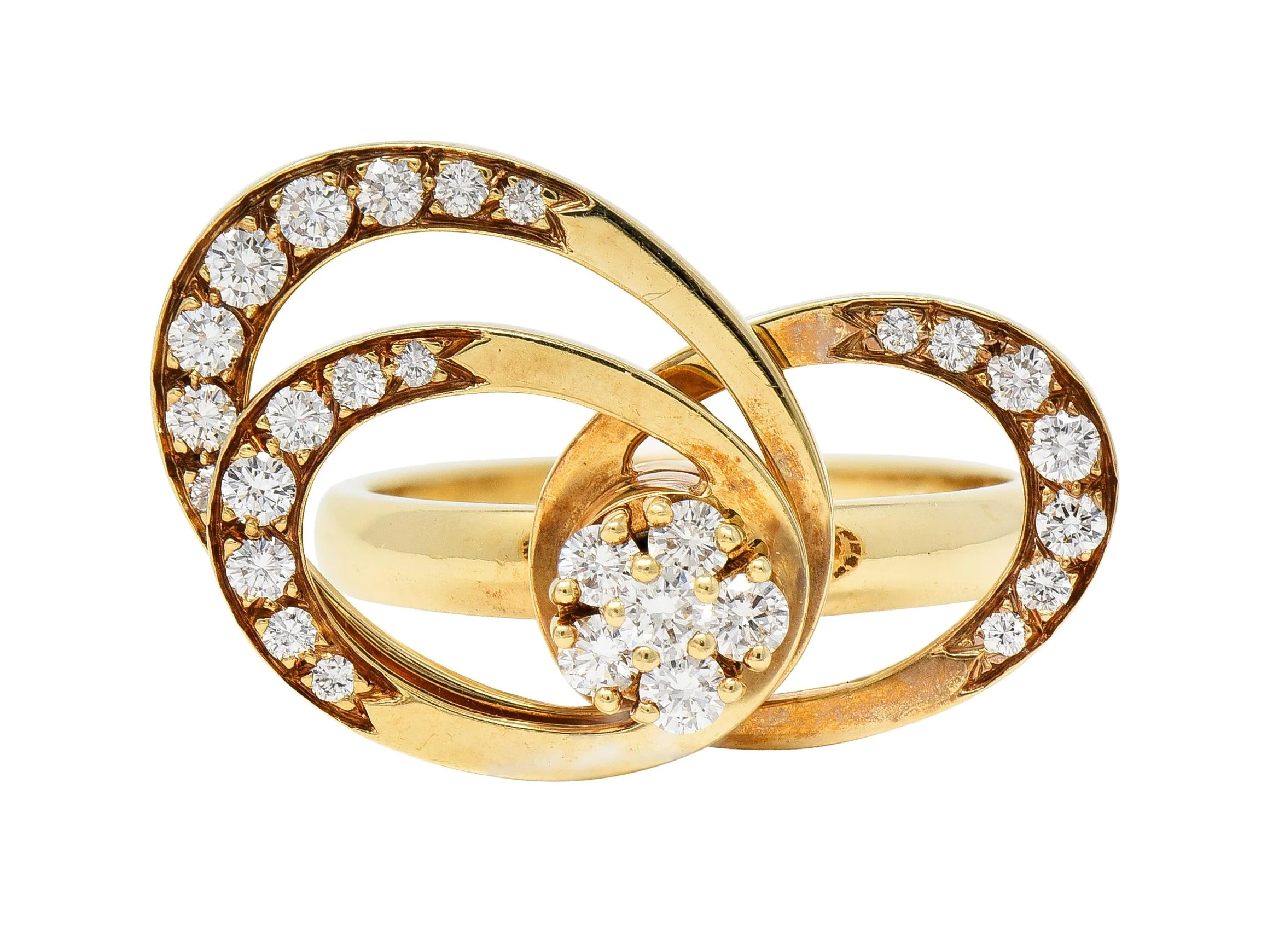 Norman Teufel 1975 Diamond 14 Karat Yellow Gold Vintage Kinetic Fidget Spinning Ring - Image 5