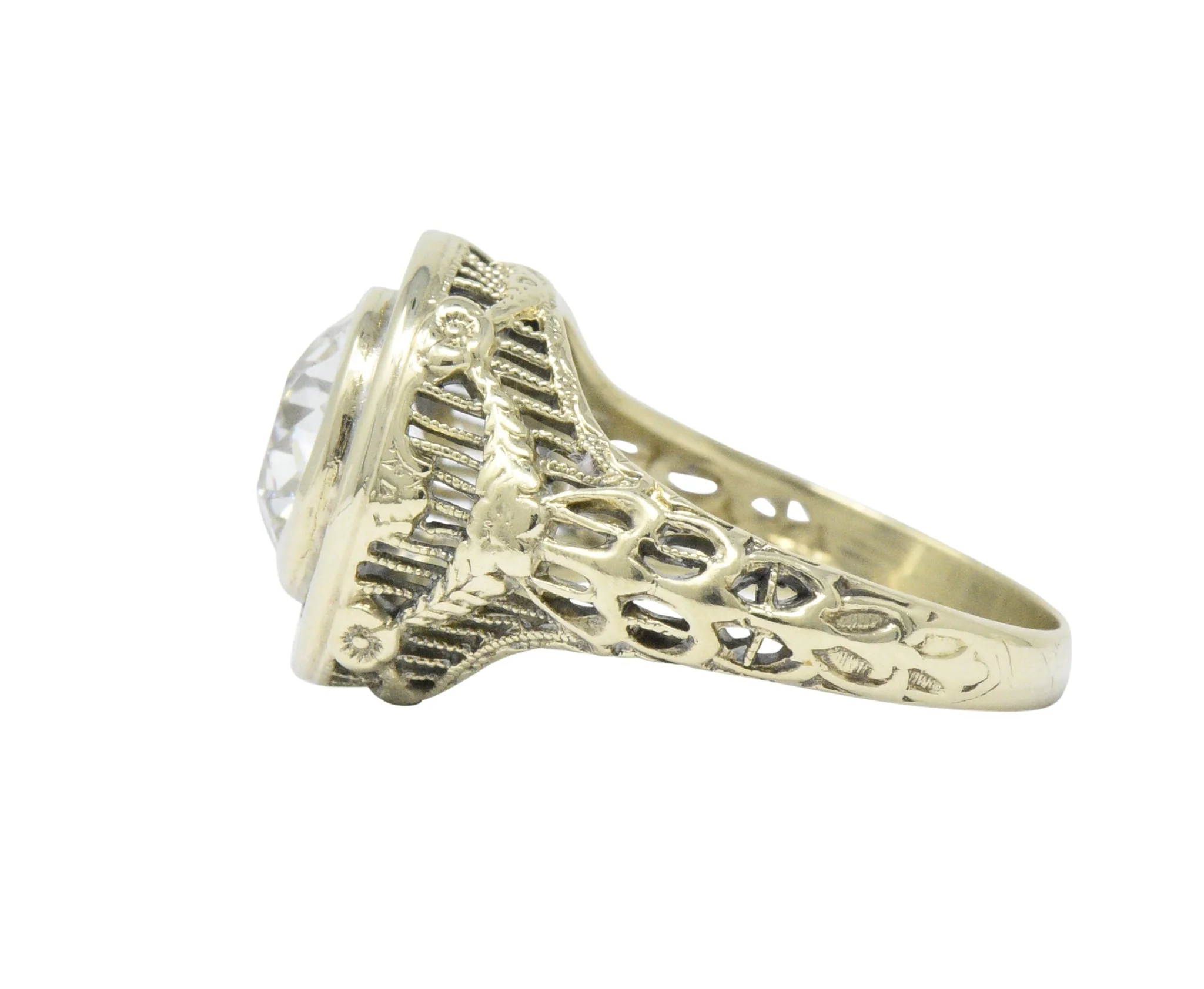 Ornate Victorian 1.61 Carats Old European Diamond 14 Karat Gold Engagement Ring GIA - Image 5