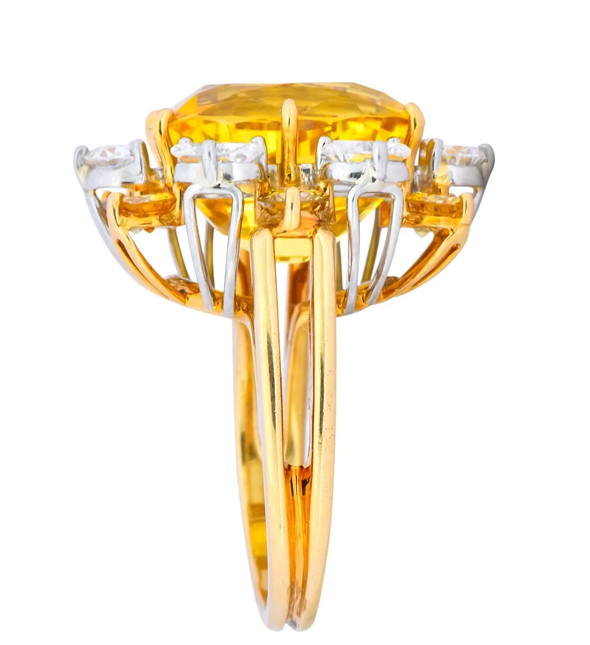 Oscar Heyman 14.86 CTW No Heat Yellow Sapphire Fancy Colored Diamond Platinum 18 Karat Gold Ring GIA - Image 4