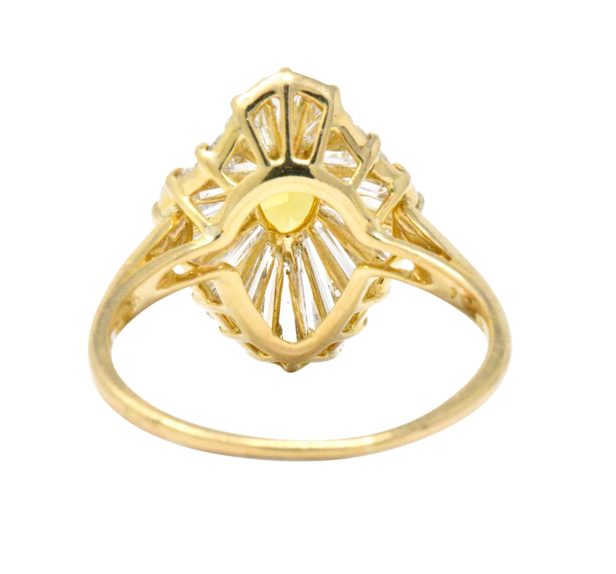 OSCAR HEYMAN 2.74 CTW Fancy Yellow Diamond 18 Karat Gold Ballerina Halo Ring GIA - Image 5