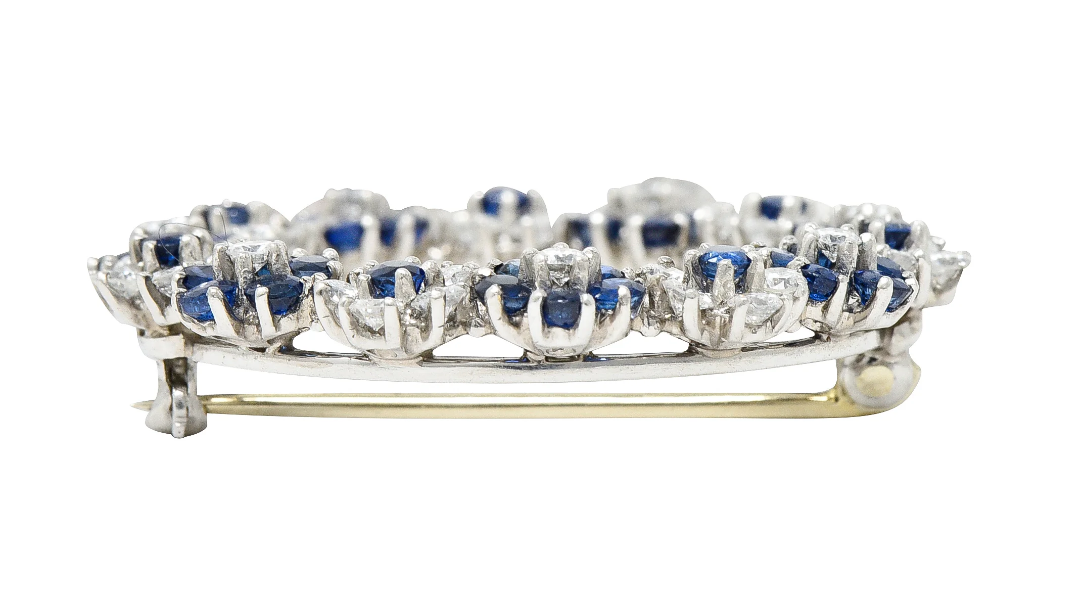 Oscar Heyman 3.05 CTW Sapphire Diamond Platinum Flower Wreath Brooch - Image 6