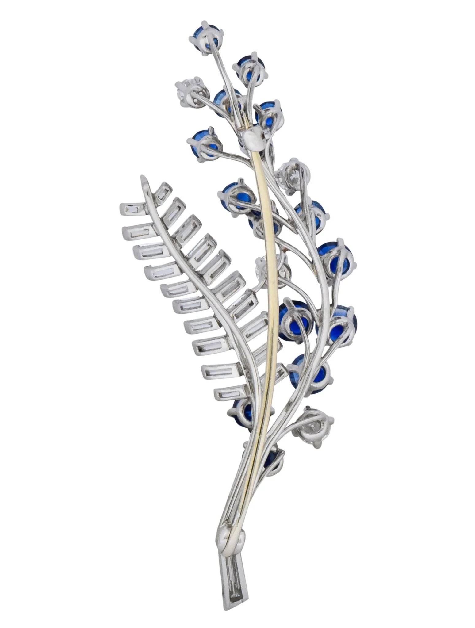 Oscar Heyman 3.40 CTW Sapphire Diamond Platinum Floral Spray Brooch - Image 7