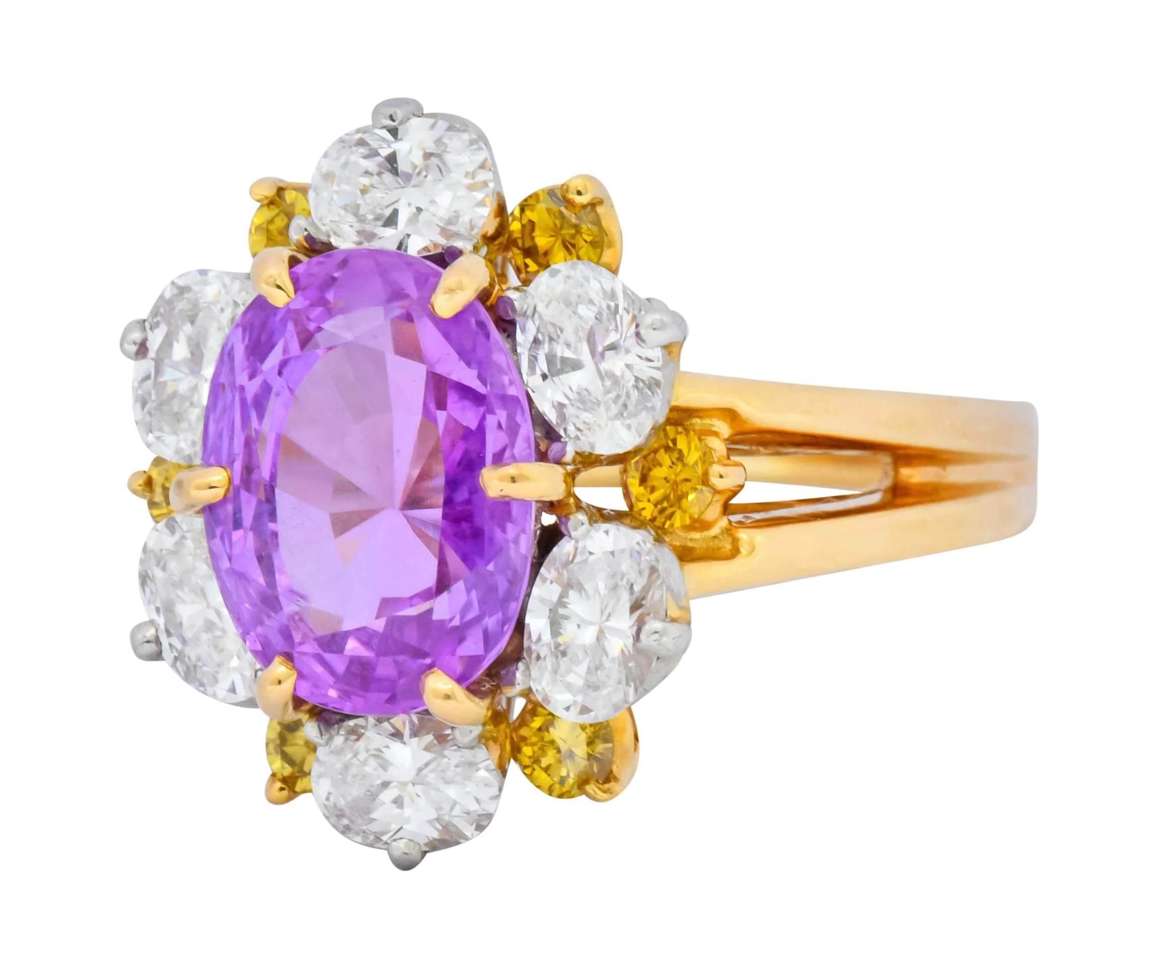 Oscar Heyman 5.36 CTW No Heat Pink Sapphire Fancy Colored Diamond Platinum 18 Karat Gold Ring AGL - Image 5