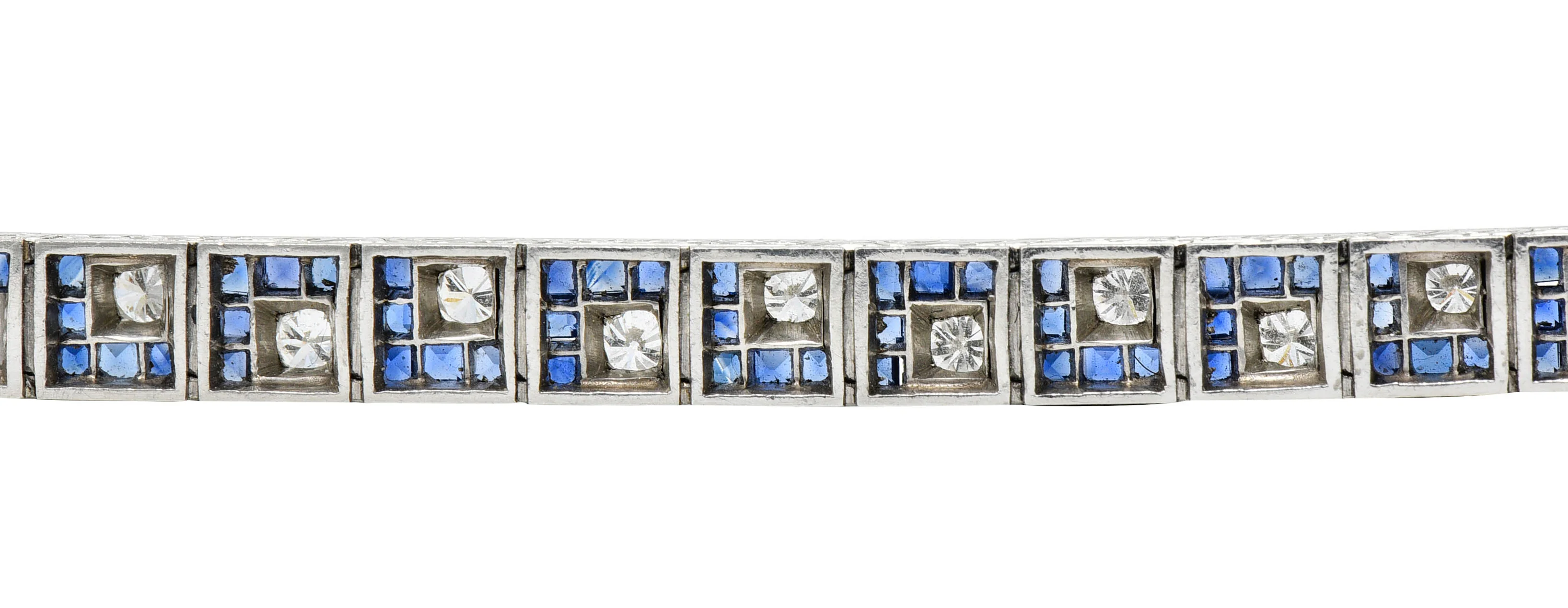 Oscar Heyman 8.45 CTW Sapphire Diamond Platinum Line Bracelet Circa 1950 - Image 10