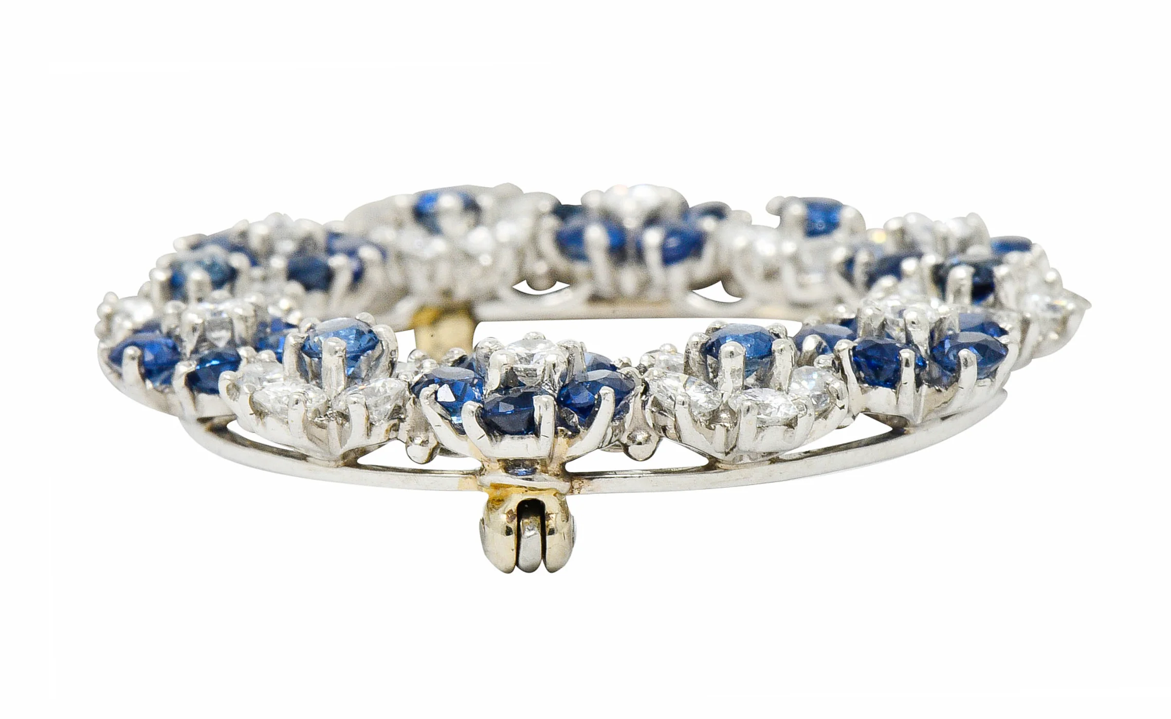 Oscar Heyman Bros. Vintage 5.40 CTW Sapphire Diamond Platinum Floral Brooch - Image 8
