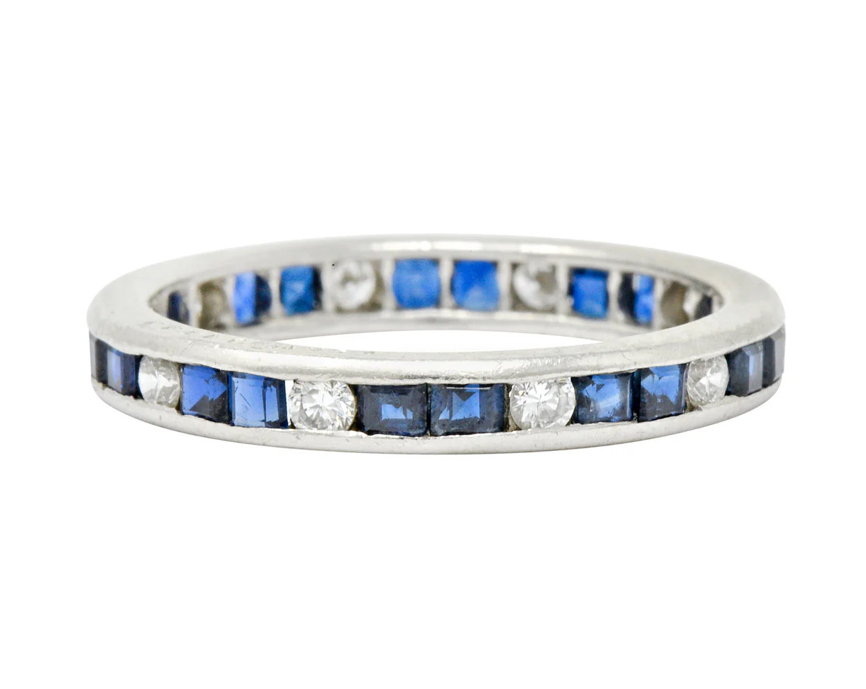 Oscar Heyman Brothers 1.10 CTW Sapphire Diamond Platinum Eternity Band Ring - Image 5