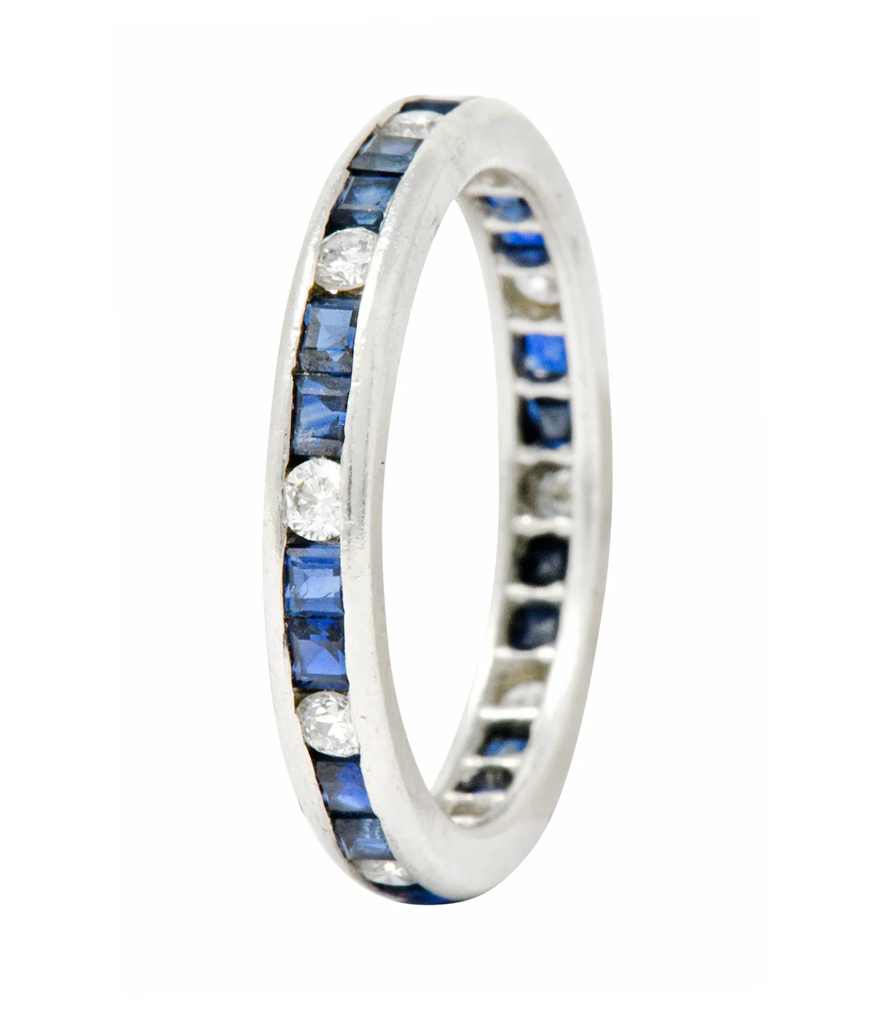 Oscar Heyman Brothers 1.10 CTW Sapphire Diamond Platinum Eternity Band Ring - Image 6