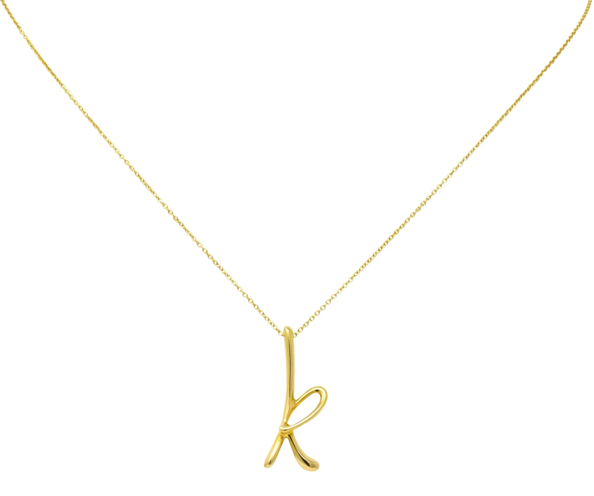 Paloma Picasso Tiffany & Co. 18 Karat Gold Letter K Pendant Necklace