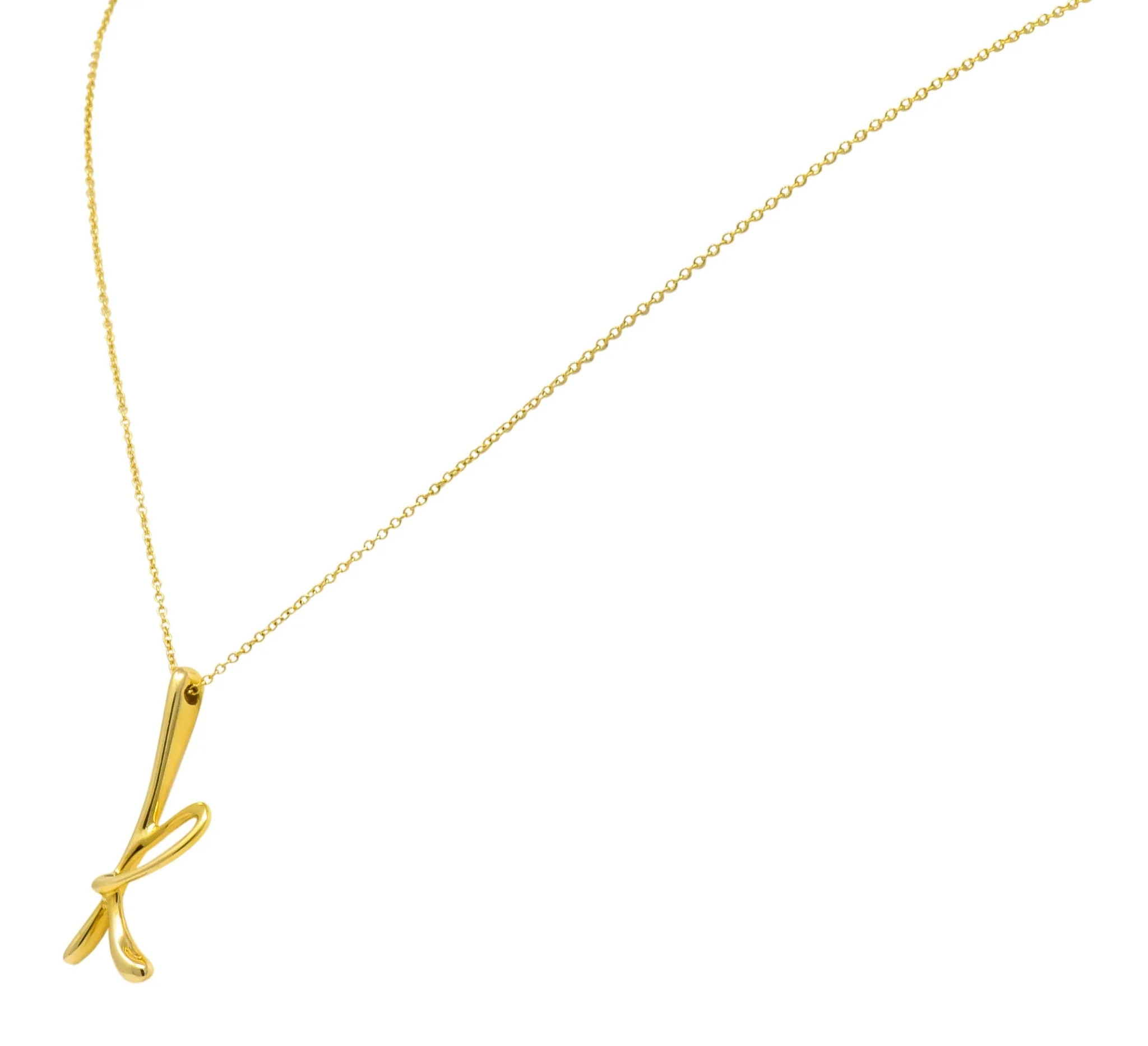 Paloma Picasso Tiffany & Co. 18 Karat Gold Letter K Pendant Necklace - Image 2