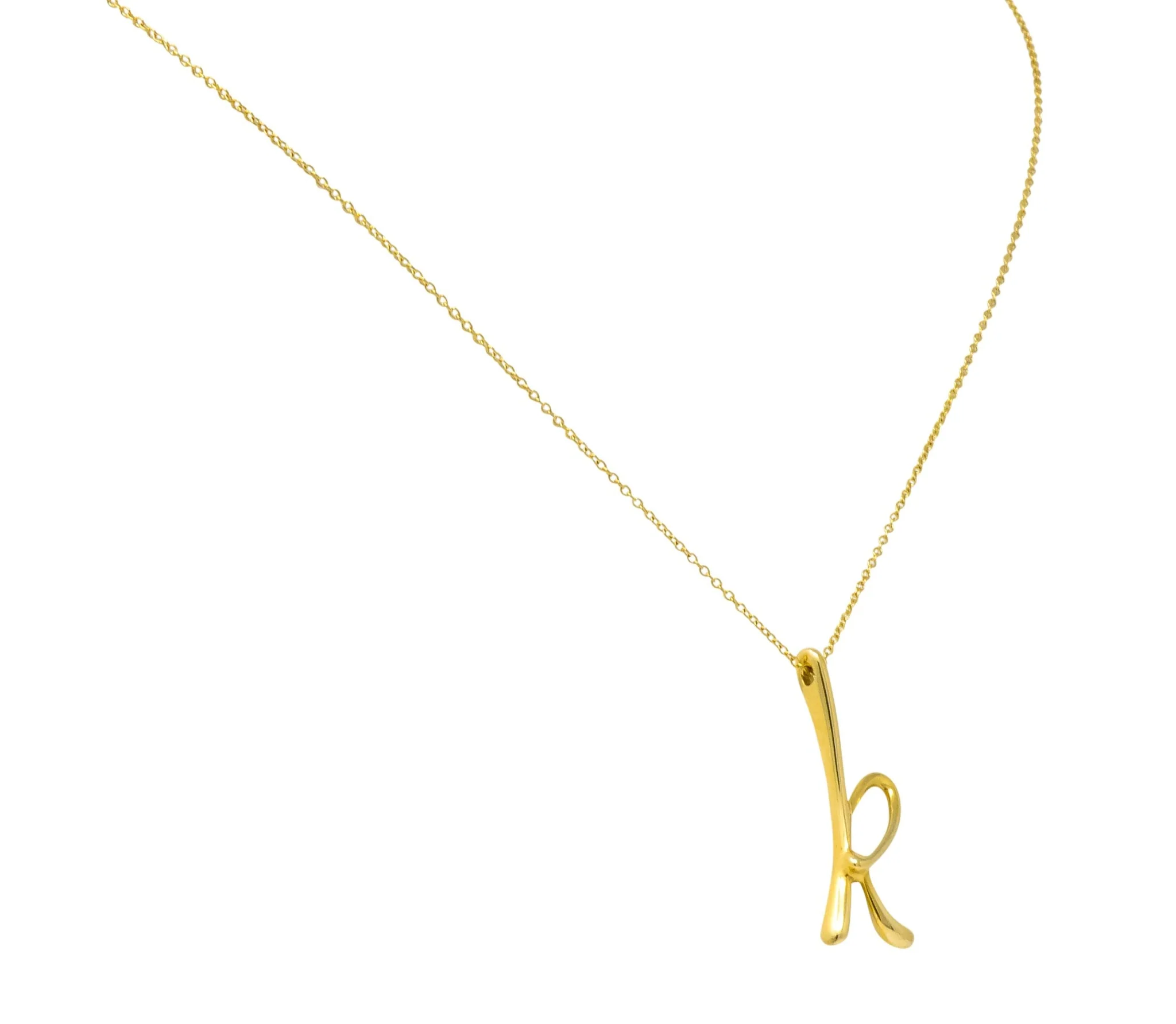 Paloma Picasso Tiffany & Co. 18 Karat Gold Letter K Pendant Necklace - Image 3
