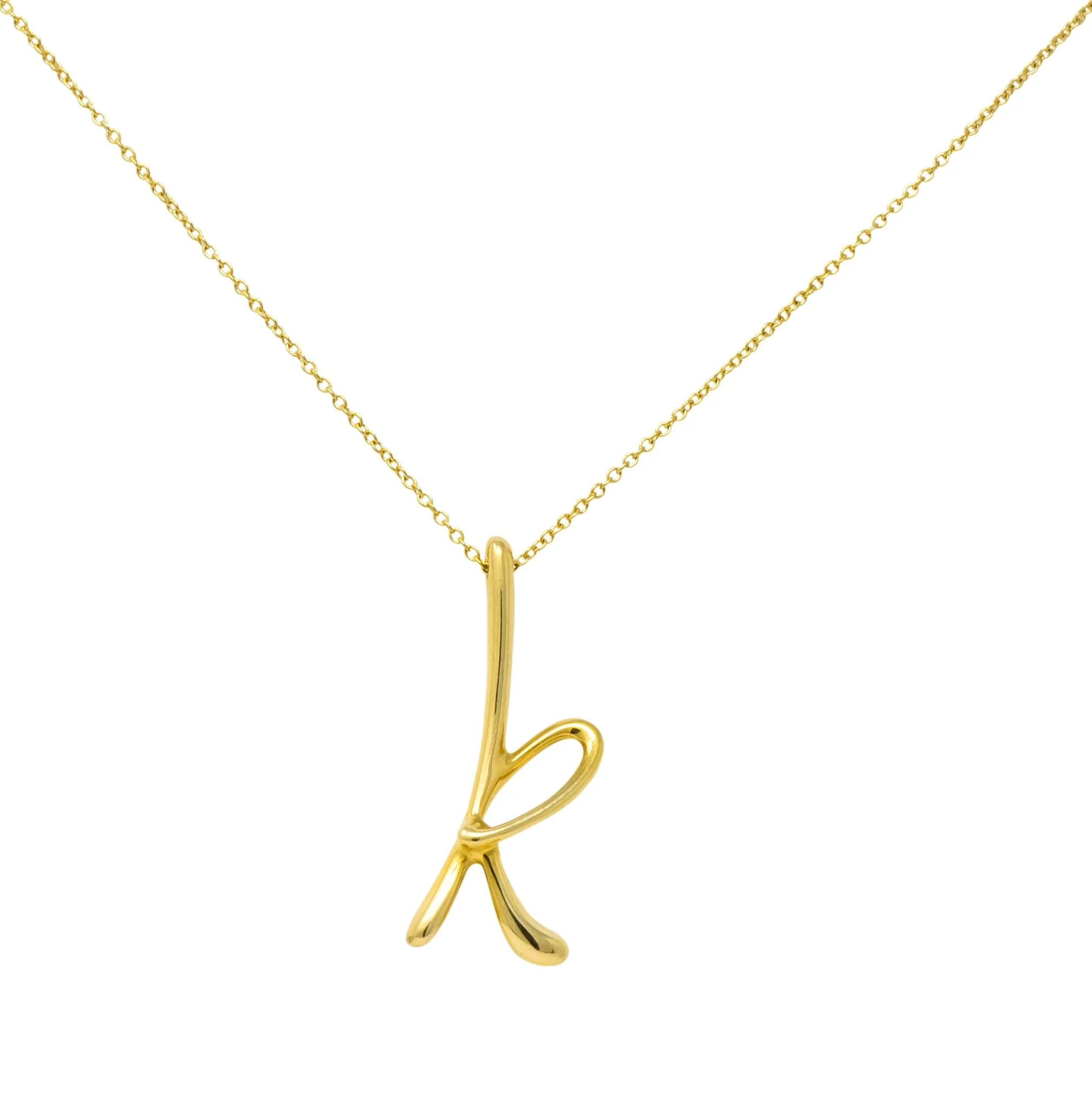 Paloma Picasso Tiffany & Co. 18 Karat Gold Letter K Pendant Necklace - Image 4