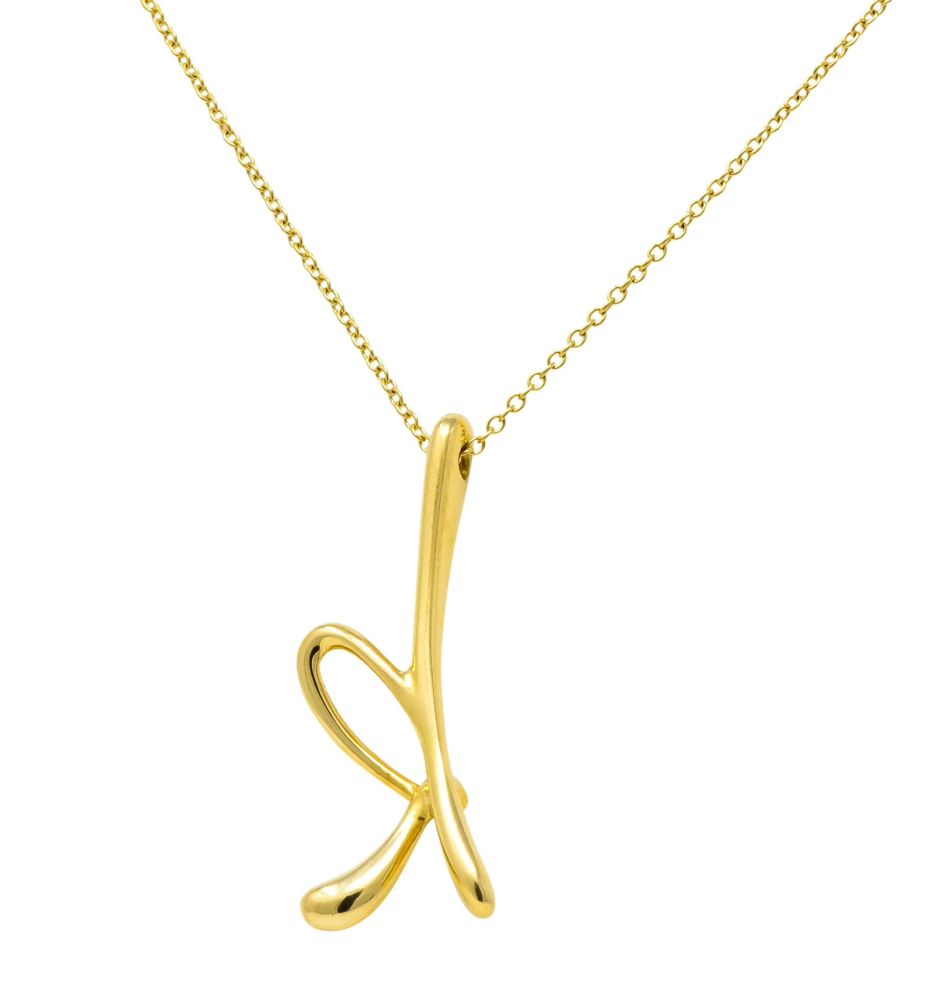 Paloma Picasso Tiffany & Co. 18 Karat Gold Letter K Pendant Necklace - Image 6