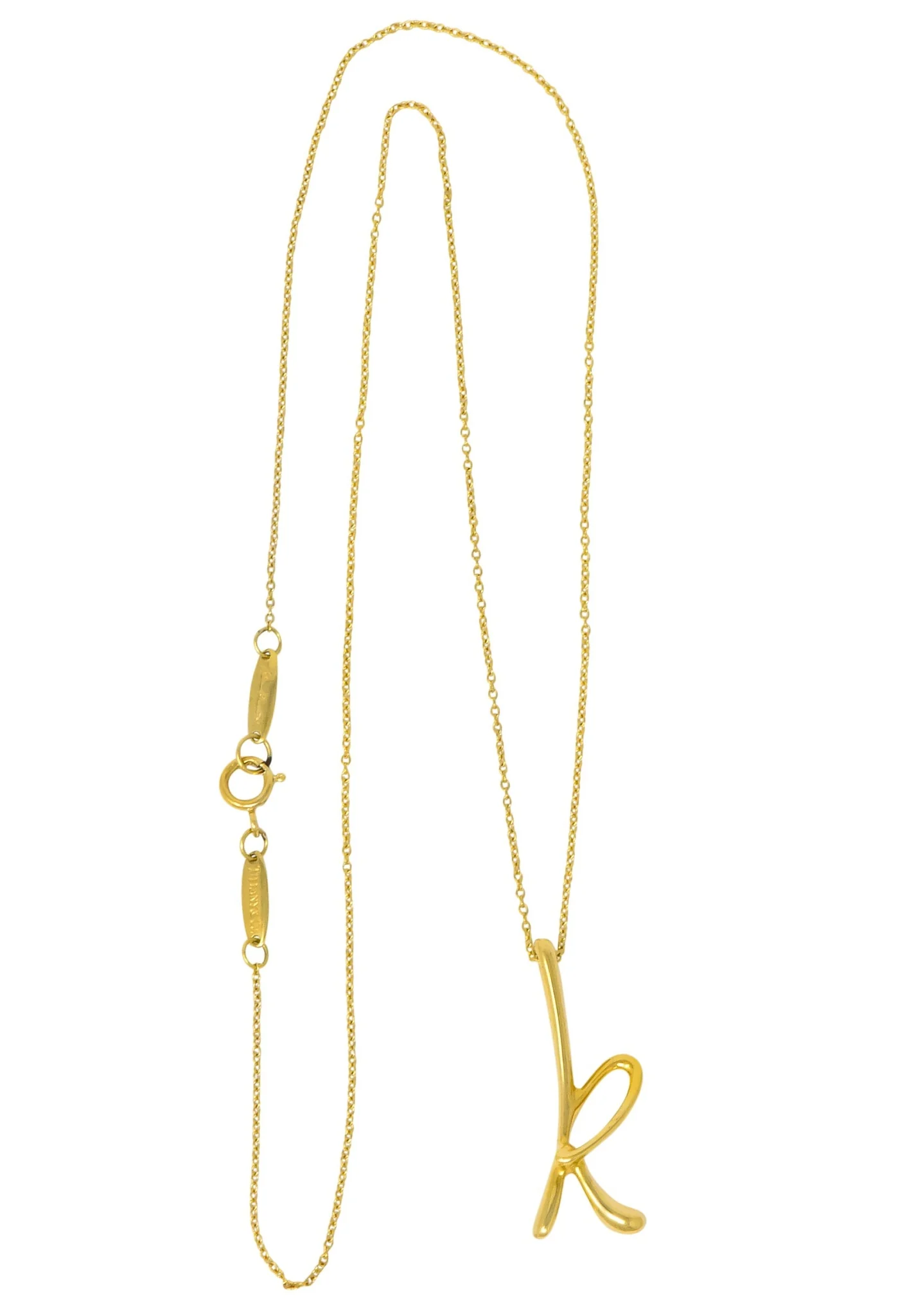 Paloma Picasso Tiffany & Co. 18 Karat Gold Letter K Pendant Necklace - Image 9