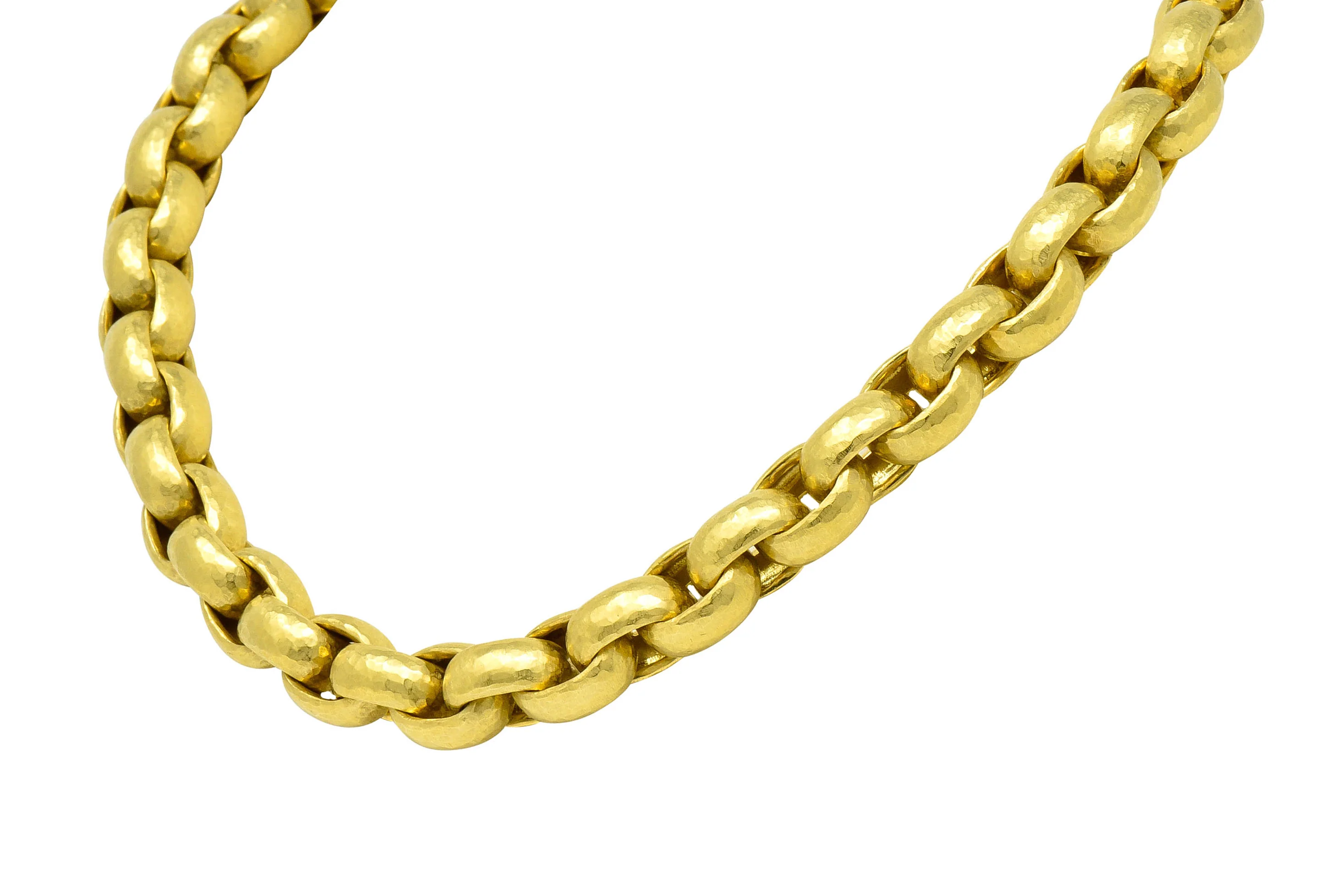 Paloma Picasso Tiffany & Co. 18 Karat Yellow Gold Hammered Link Necklace - Image 3