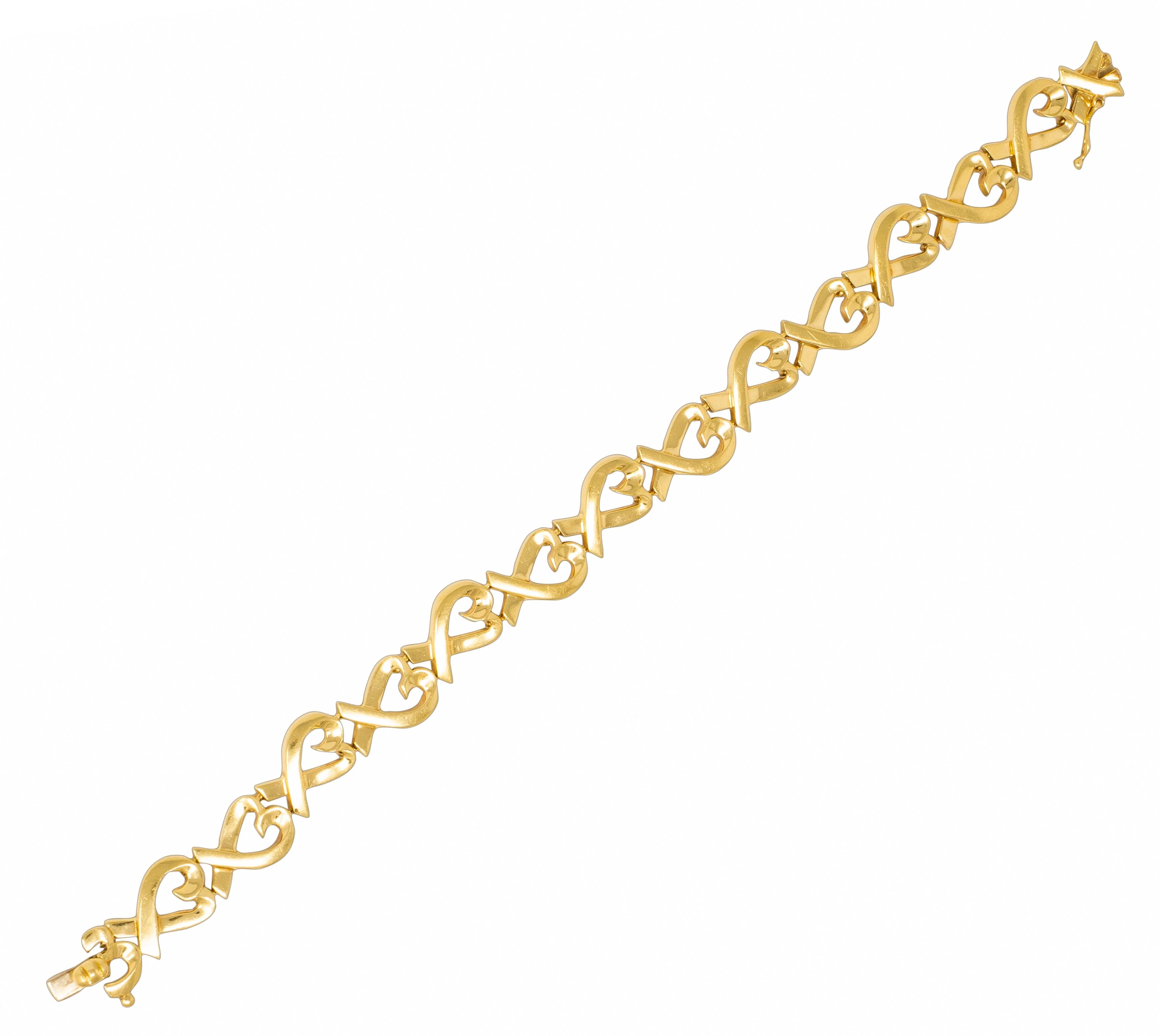 Paloma Picasso Tiffany & Co. 1980's 18 Karat Yellow Gold Vintage Loving Hearts Link Bracelet - Image 3