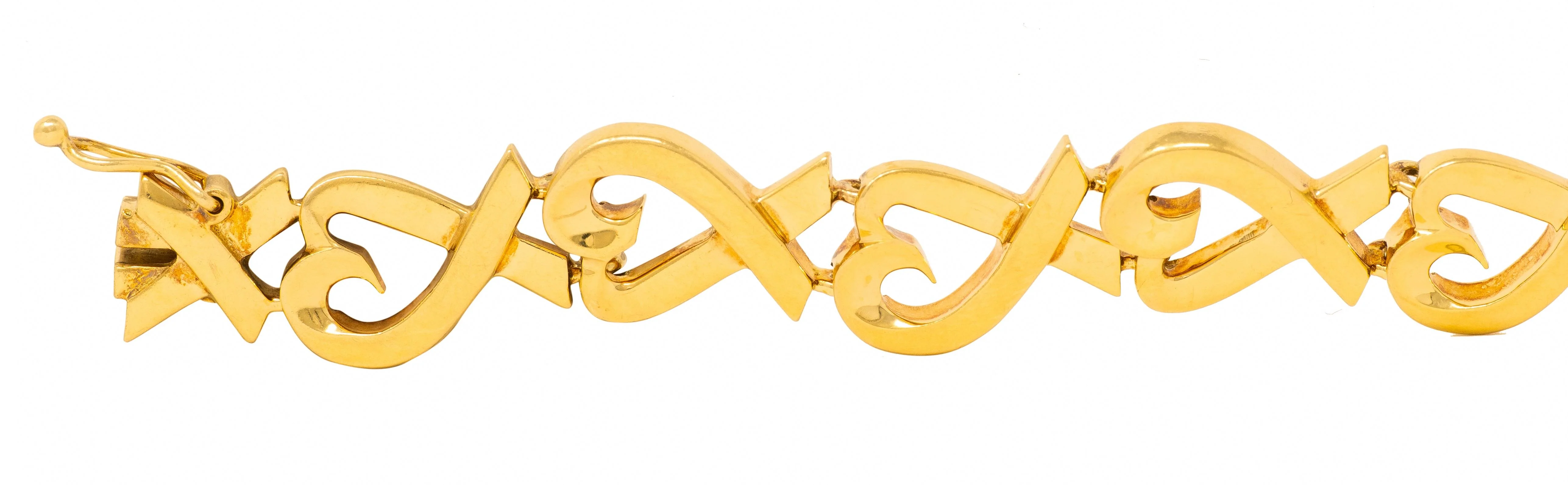 Paloma Picasso Tiffany & Co. 1980's 18 Karat Yellow Gold Vintage Loving Hearts Link Bracelet - Image 4
