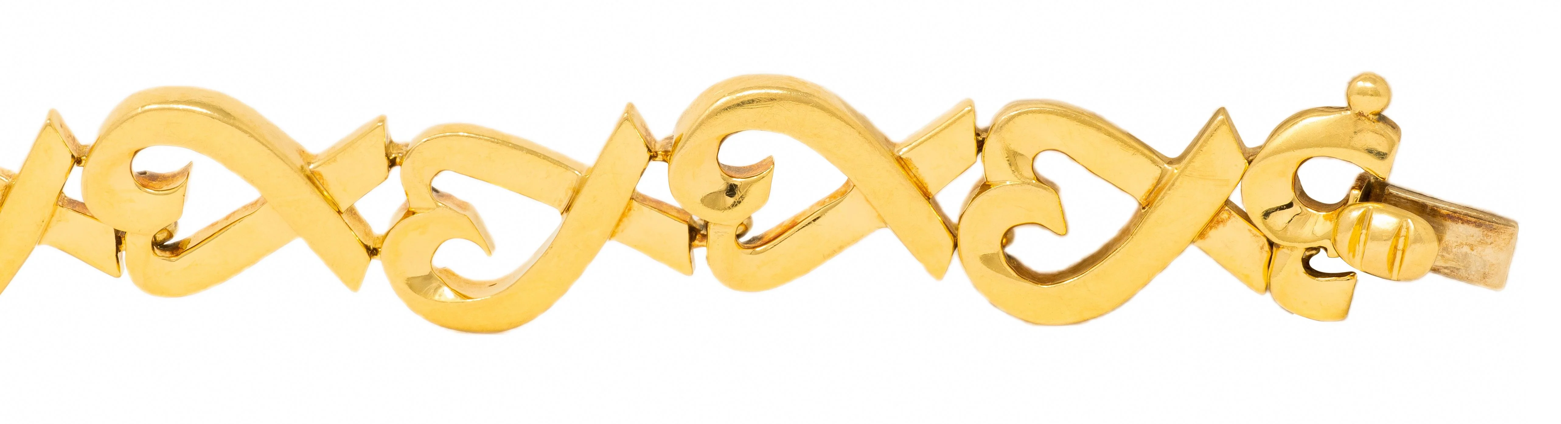 Paloma Picasso Tiffany & Co. 1980's 18 Karat Yellow Gold Vintage Loving Hearts Link Bracelet - Image 5