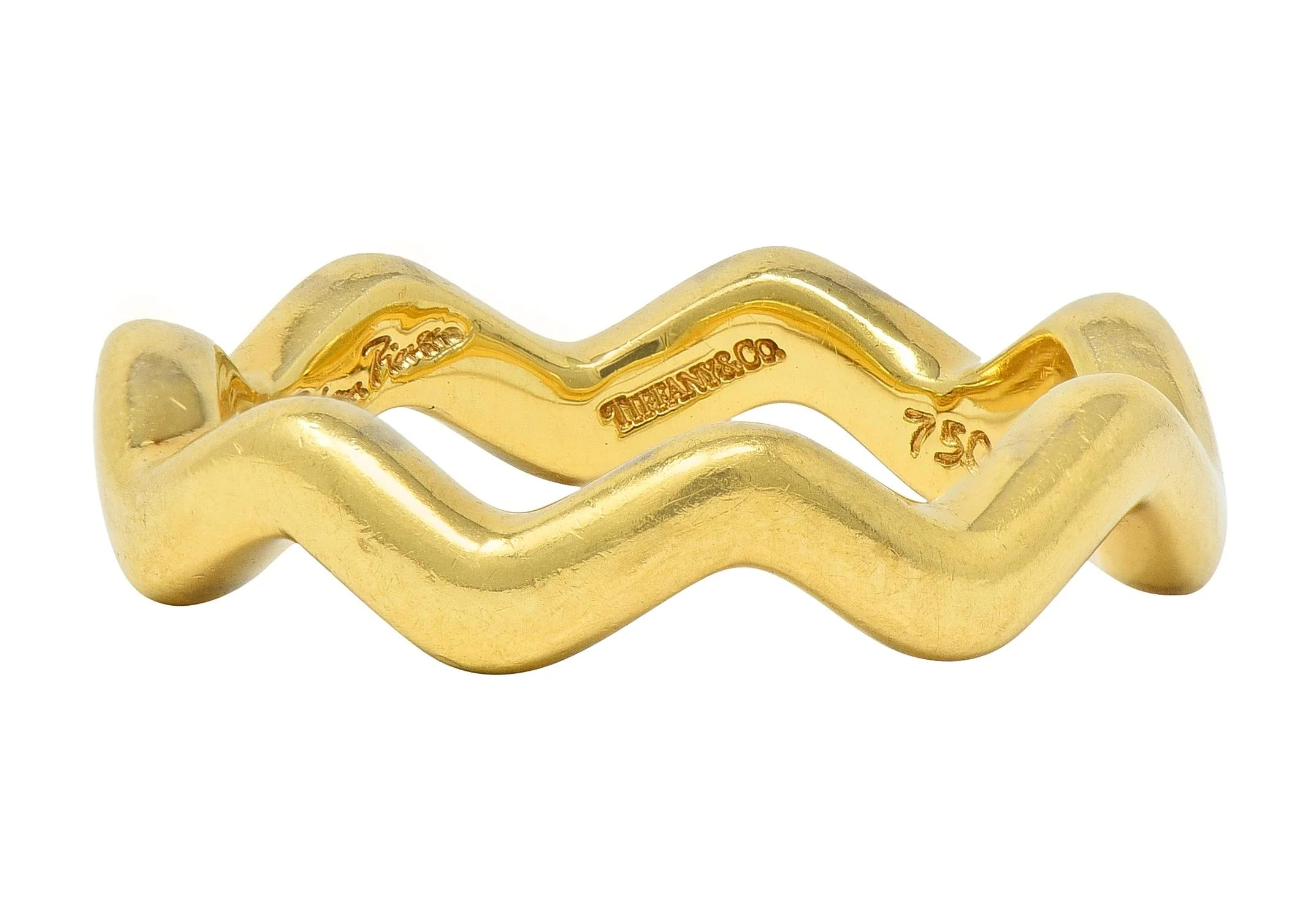 Paloma Picasso Tiffany & Co. 1980's 18 Karat Yellow Gold Vintage Wave Band Ring - Image 3