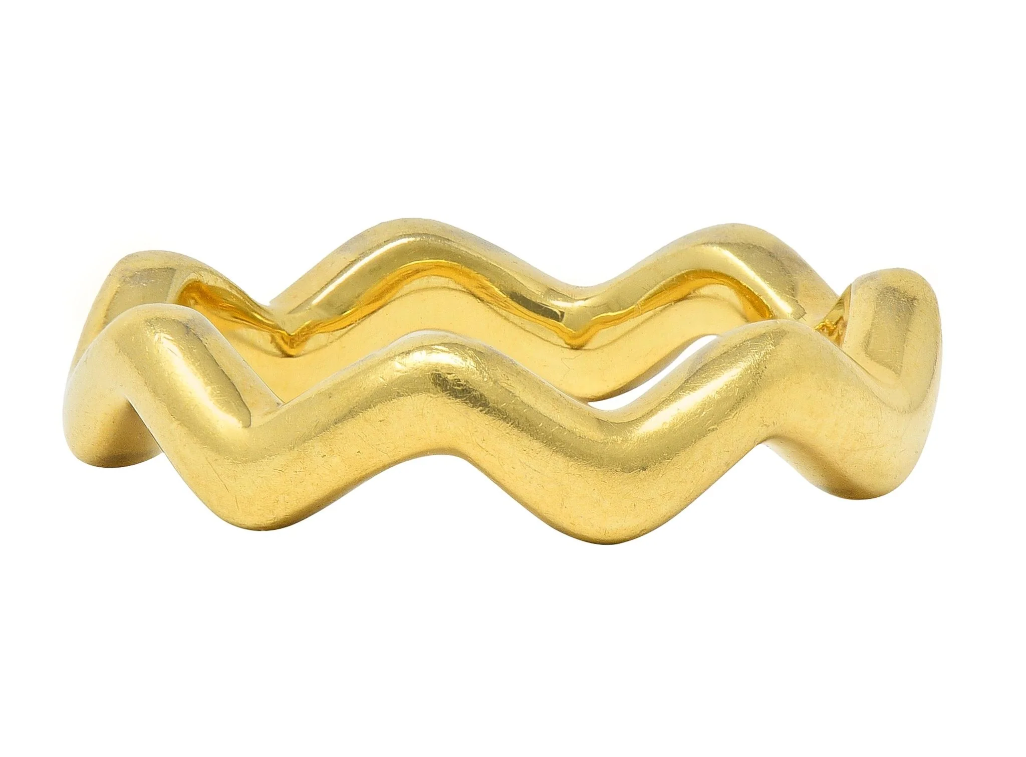 Paloma Picasso Tiffany & Co. 1980's 18 Karat Yellow Gold Vintage Wave Band Ring - Image 7