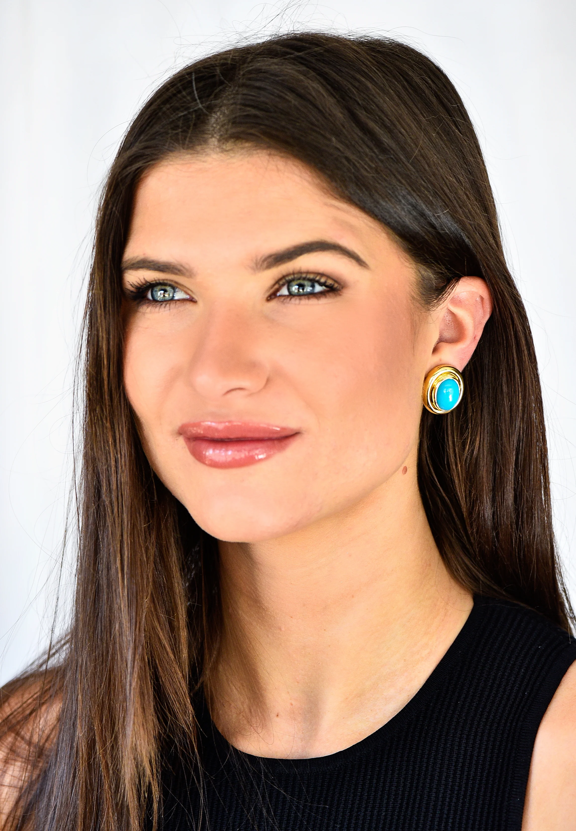 Paloma Picasso Tiffany & Co. 1980's Turquoise 18 Karat Yellow Gold Cabochon Vintage Earrings - Image 9