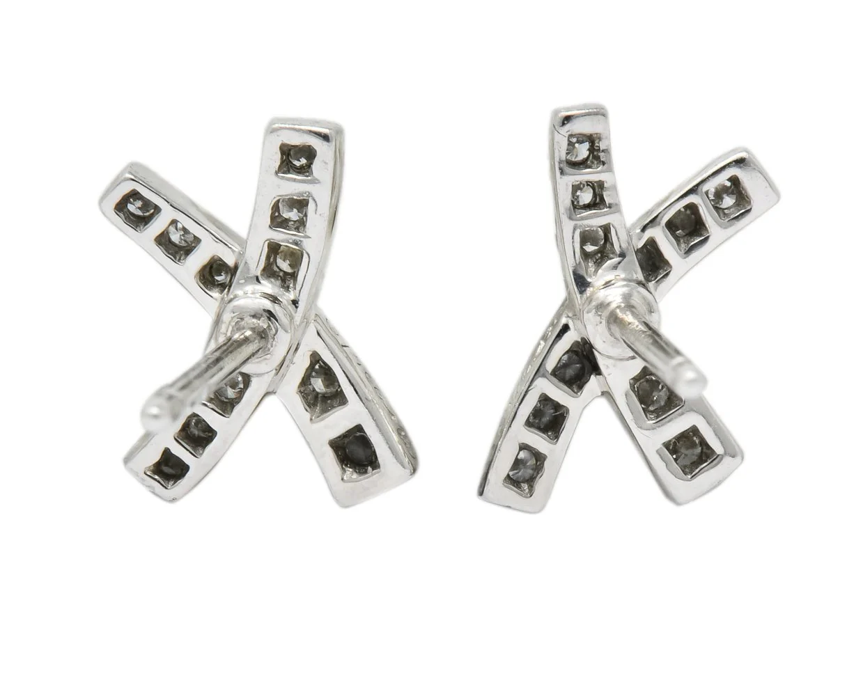 Paloma Picasso Tiffany & Co. 1980's Vintage 0.30 CTW Diamond Platinum Kiss X Stud Earrings - Image 6